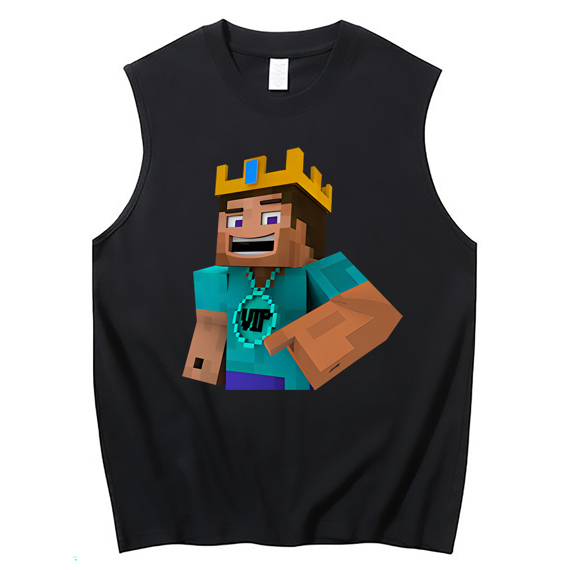 （画像用） マインクラフト ブロックの世界 Minecraft MC Block world コットン100％タンクトップ（フロントプリント）