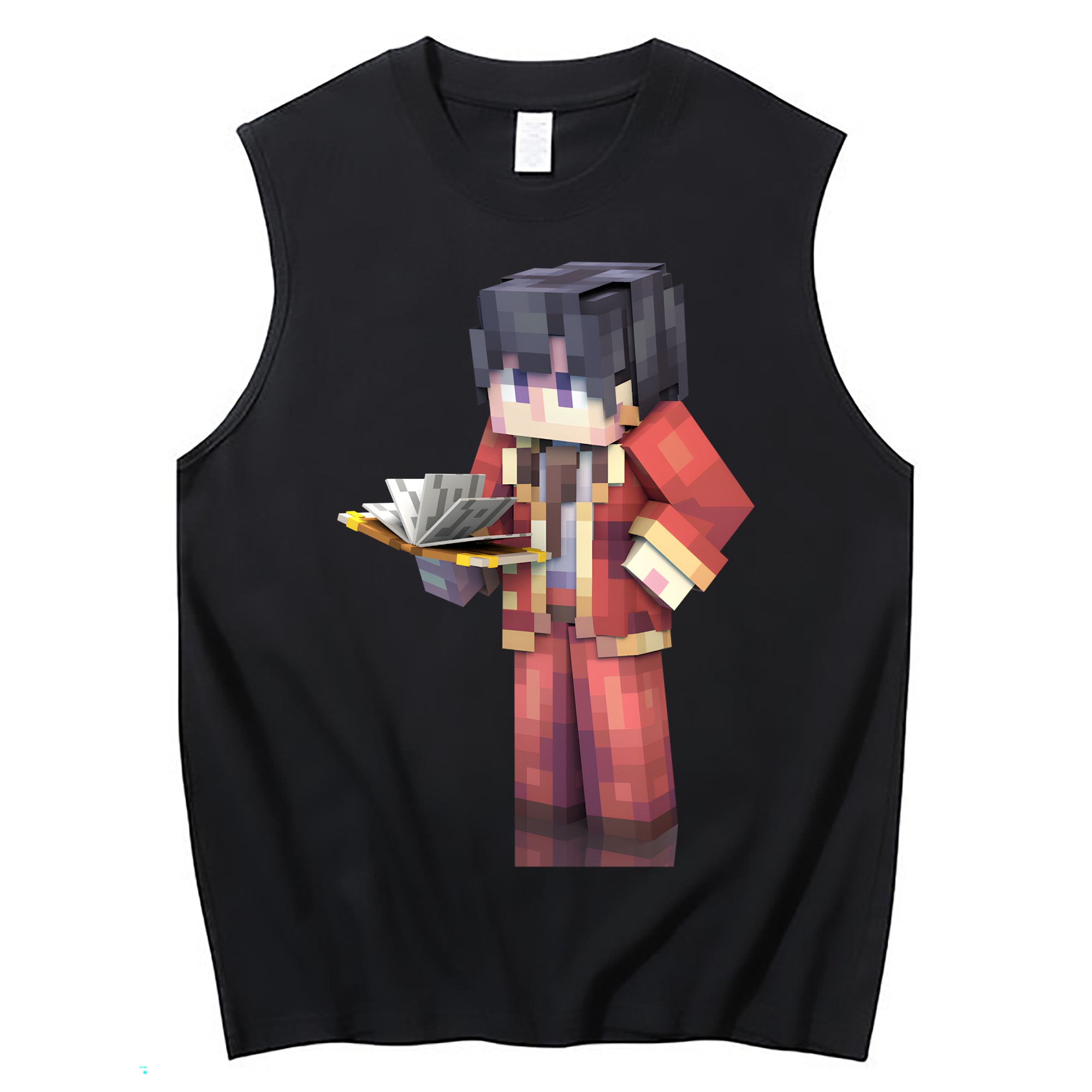 （画像用） マインクラフト ブロックの世界 Minecraft MC Block world コットン100％タンクトップ（フロントプリント）