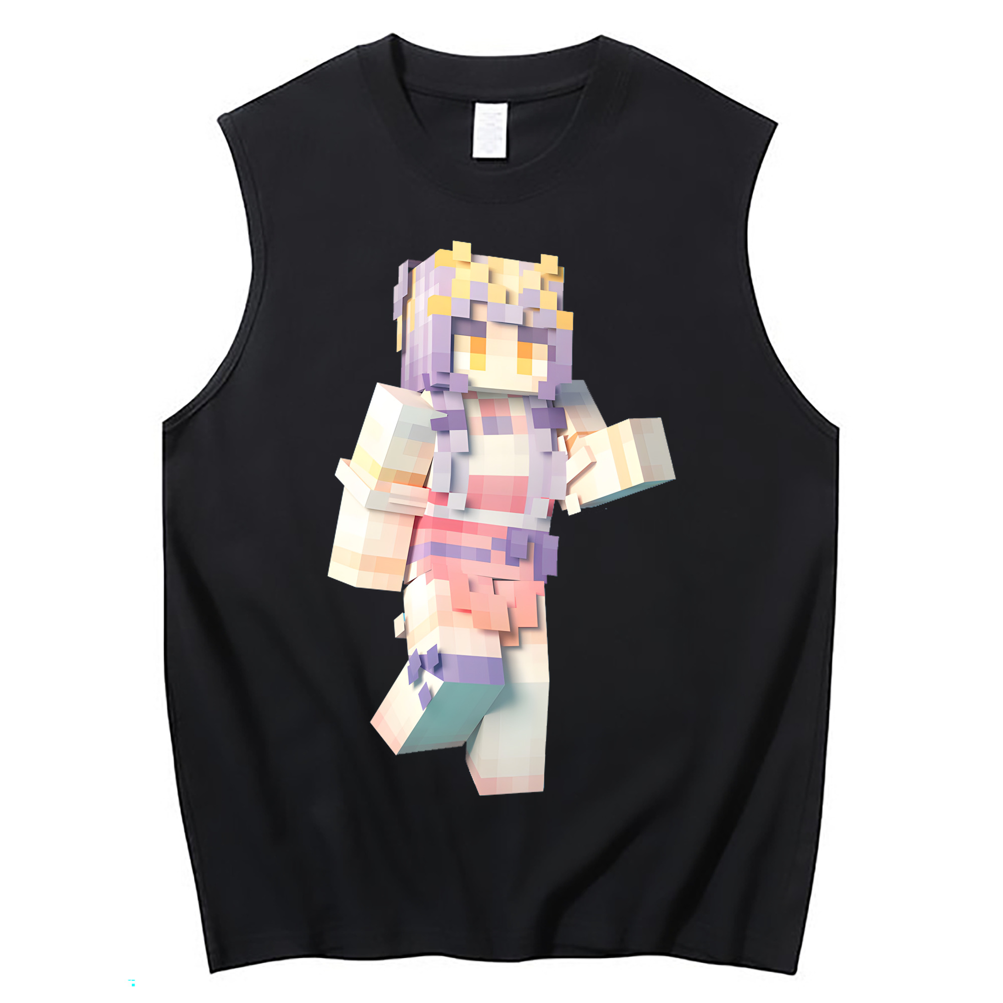 （画像用） マインクラフト ブロックの世界 Minecraft MC Block world コットン100％タンクトップ（フロントプリント）
