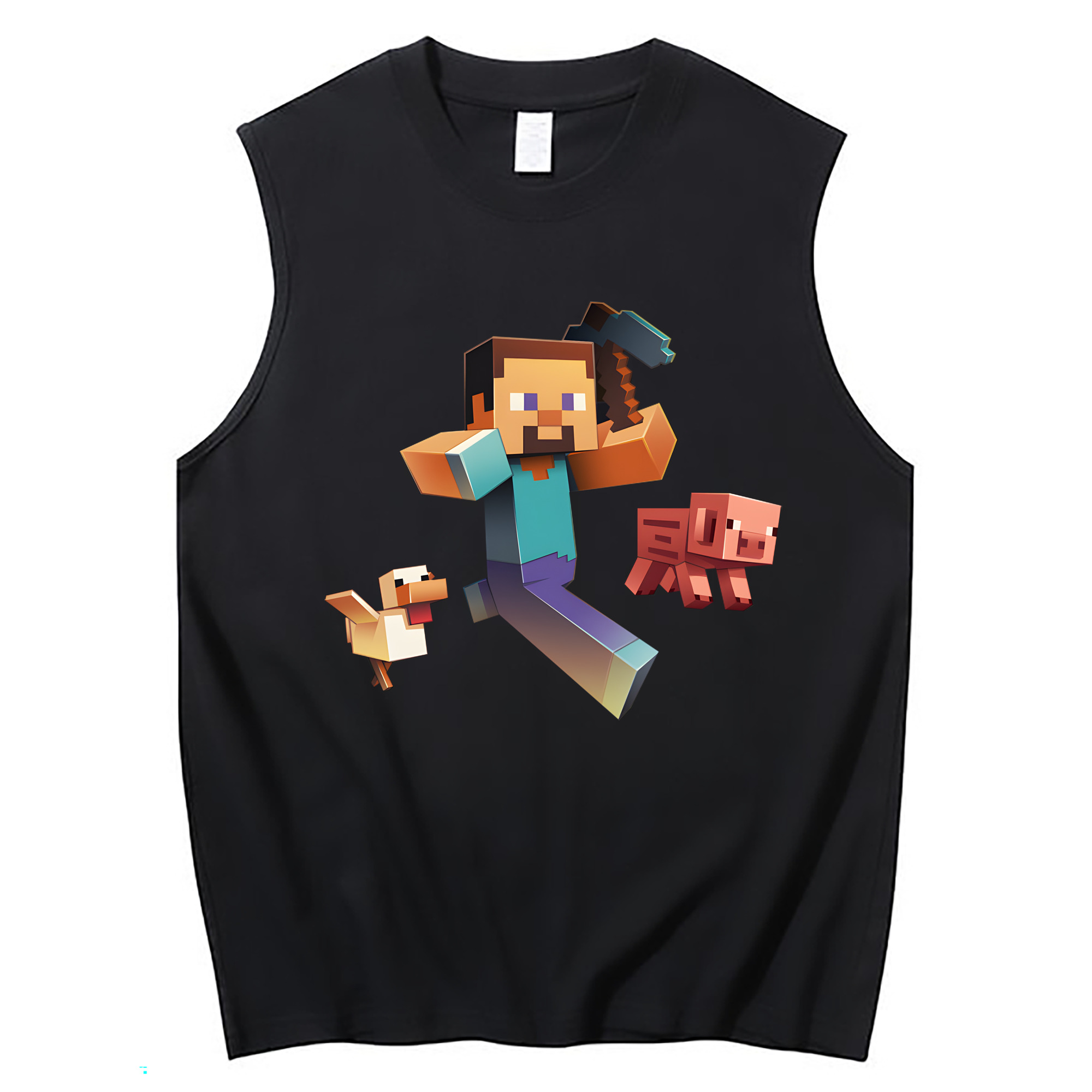 （画像用） マインクラフト ブロックの世界 Minecraft MC Block world コットン100％タンクトップ（フロントプリント）