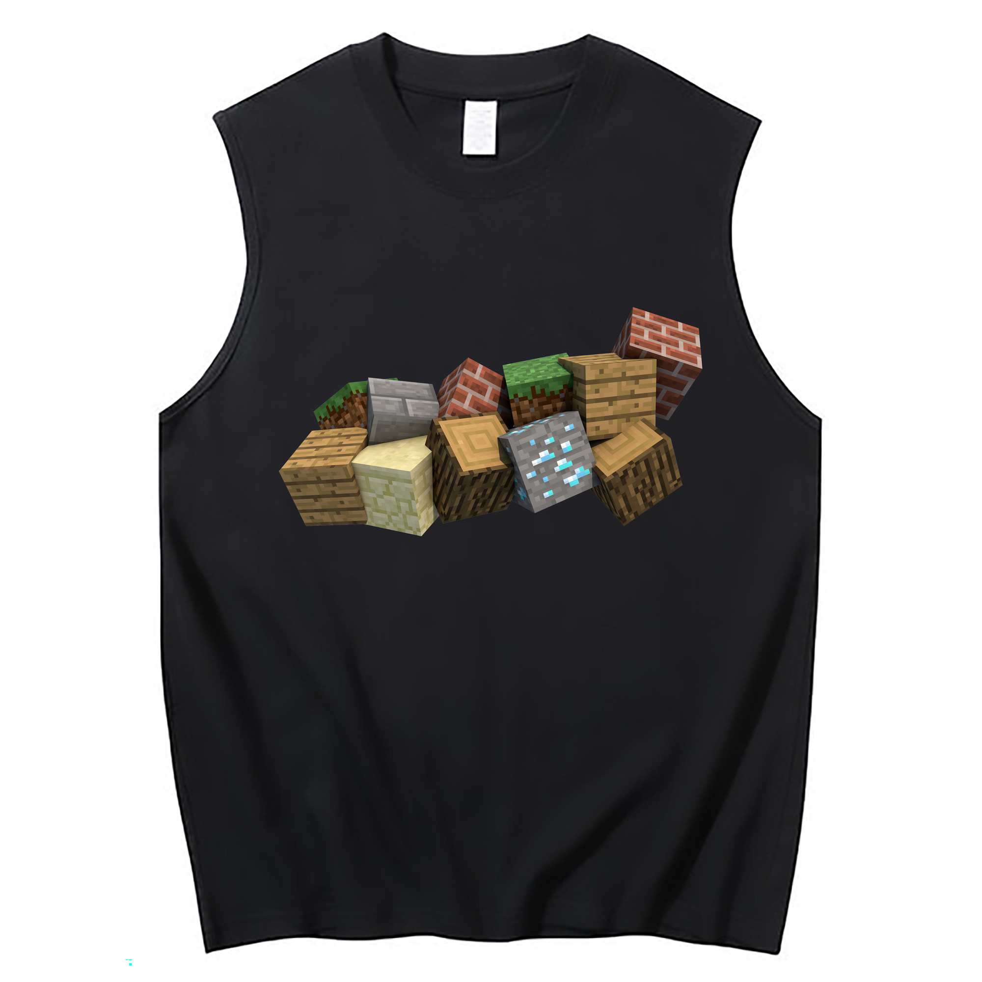 （画像用） マインクラフト ブロックの世界 Minecraft MC Block world コットン100％タンクトップ（フロントプリント）