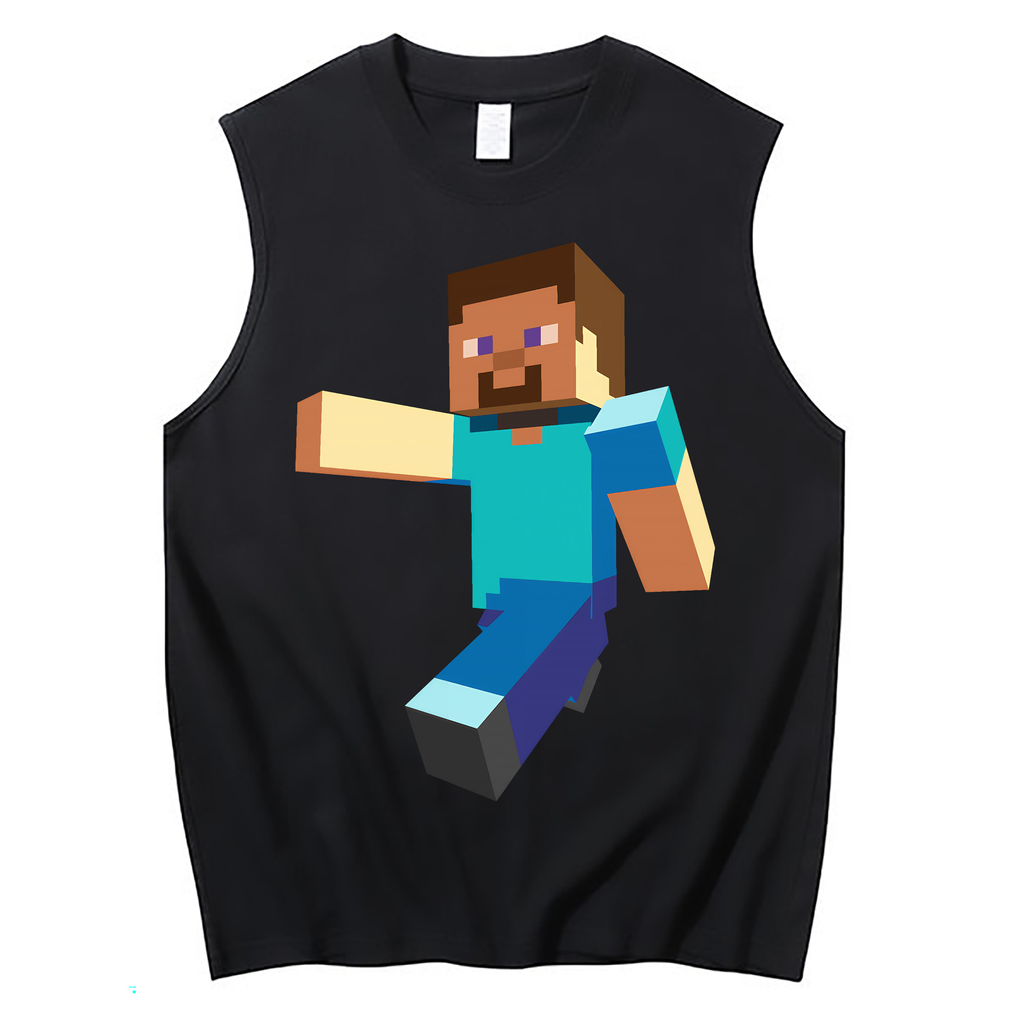 （画像用） マインクラフト ブロックの世界 Minecraft MC Block world コットン100％タンクトップ（フロントプリント）