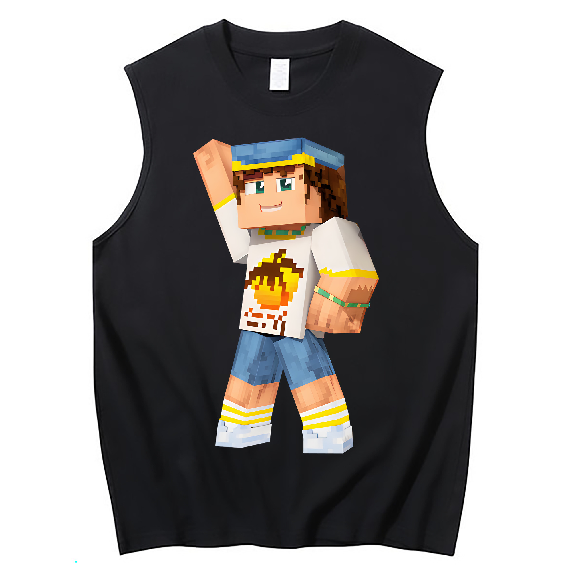 （画像用） マインクラフト ブロックの世界 Minecraft MC Block world コットン100％タンクトップ（フロントプリント）