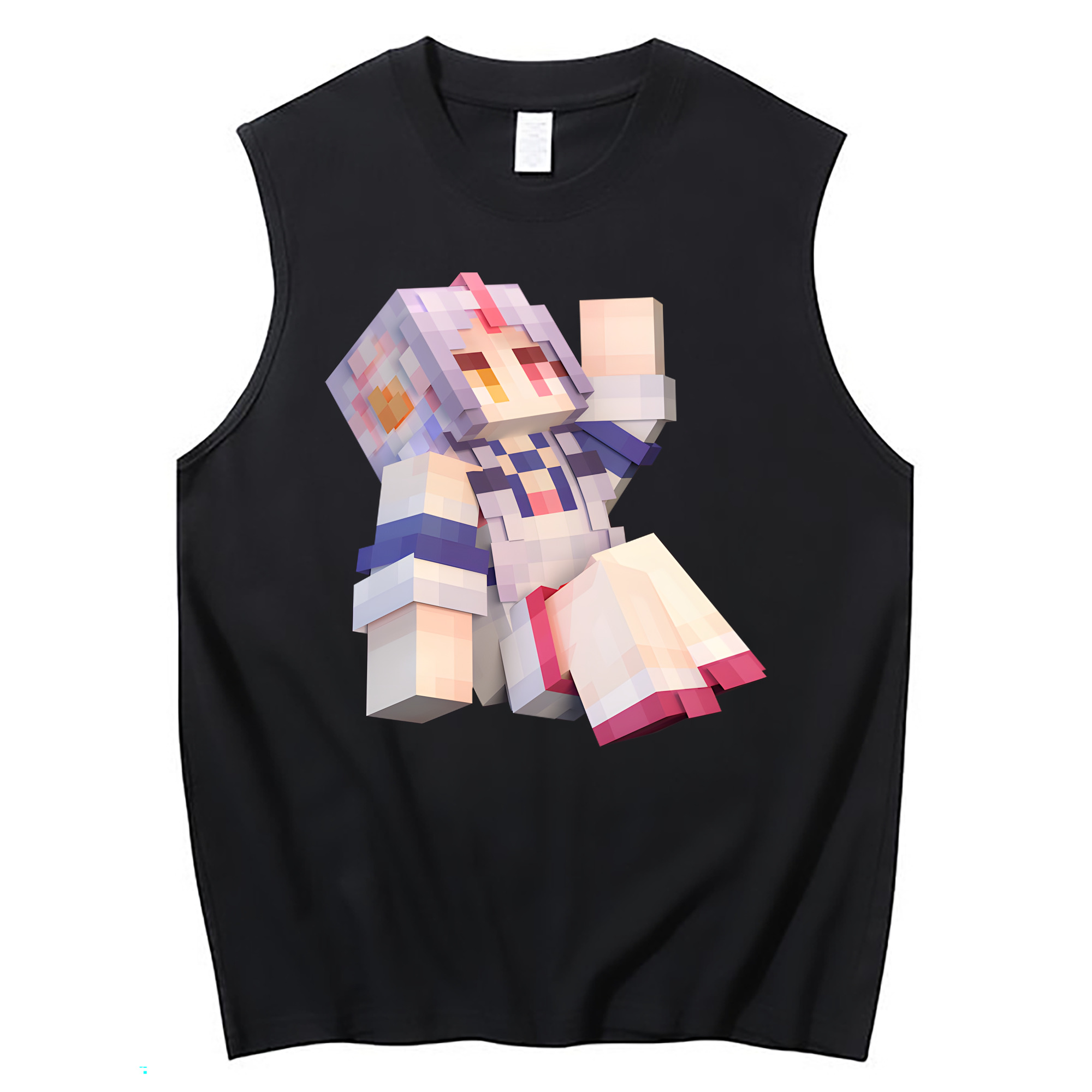 （画像用） マインクラフト ブロックの世界 Minecraft MC Block world コットン100％タンクトップ（フロントプリント）