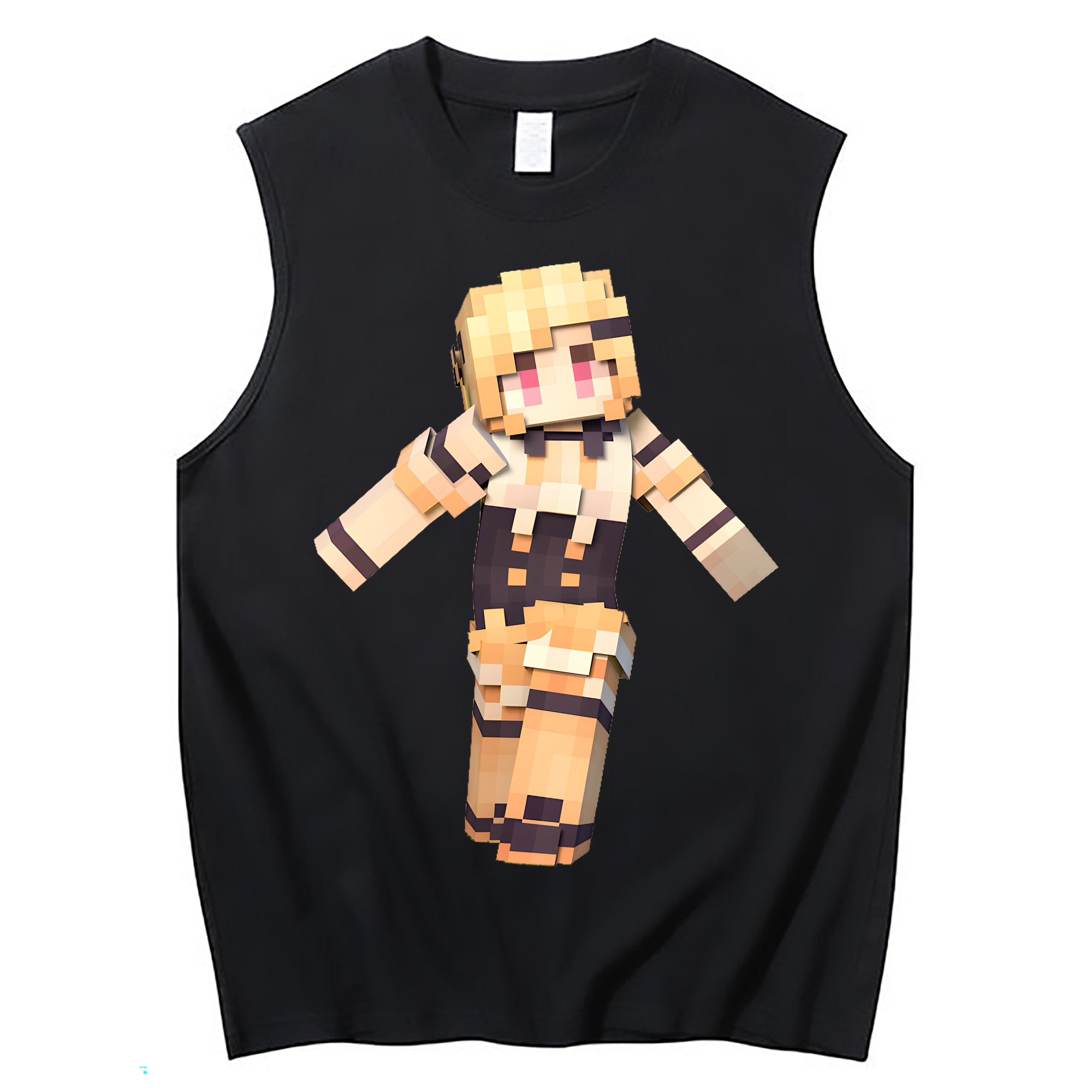 （画像用） マインクラフト ブロックの世界 Minecraft MC Block world コットン100％タンクトップ（フロントプリント）