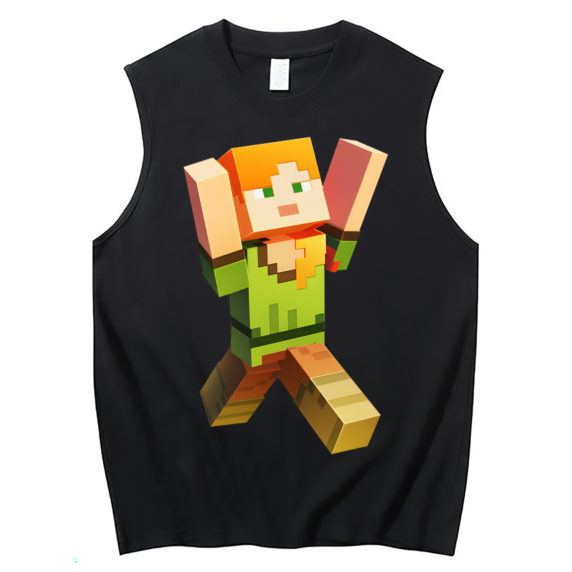 （画像用） マインクラフト ブロックの世界 Minecraft MC Block world コットン100％タンクトップ（フロントプリント）