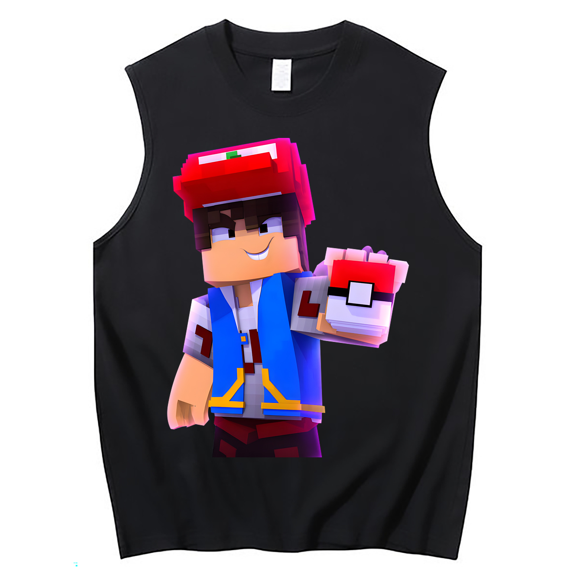 （画像用） マインクラフト ブロックの世界 Minecraft MC Block world コットン100％タンクトップ（フロントプリント）
