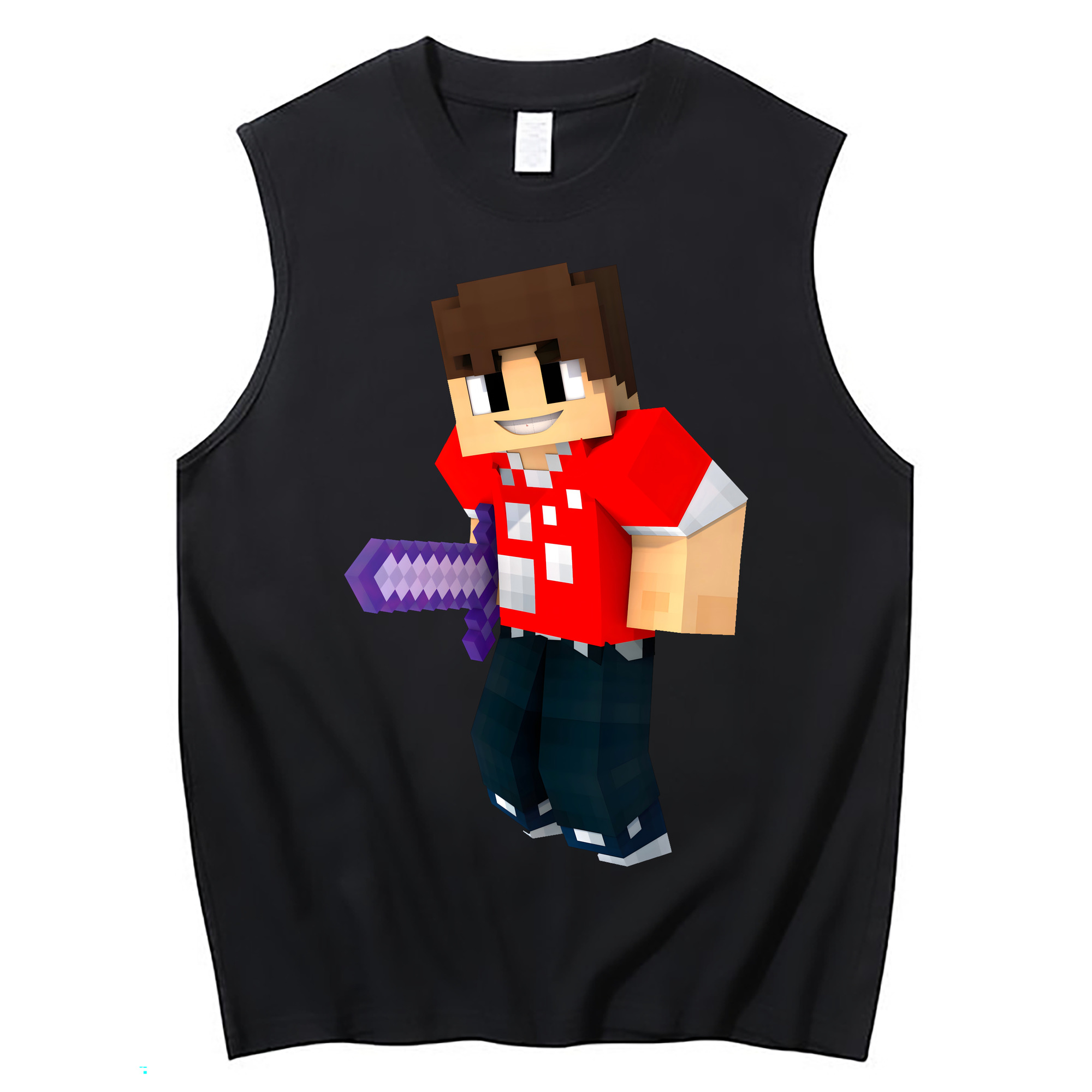 （画像用） マインクラフト ブロックの世界 Minecraft MC Block world コットン100％タンクトップ（フロントプリント）