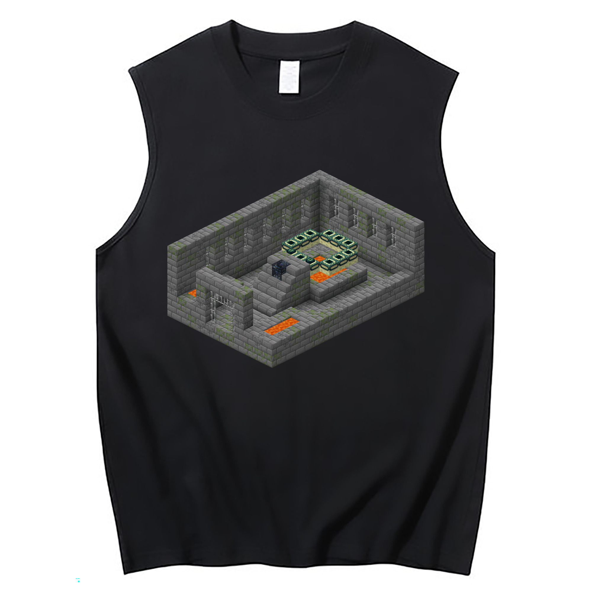 （画像用） マインクラフト ブロックの世界 Minecraft MC Block world コットン100％タンクトップ（フロントプリント）