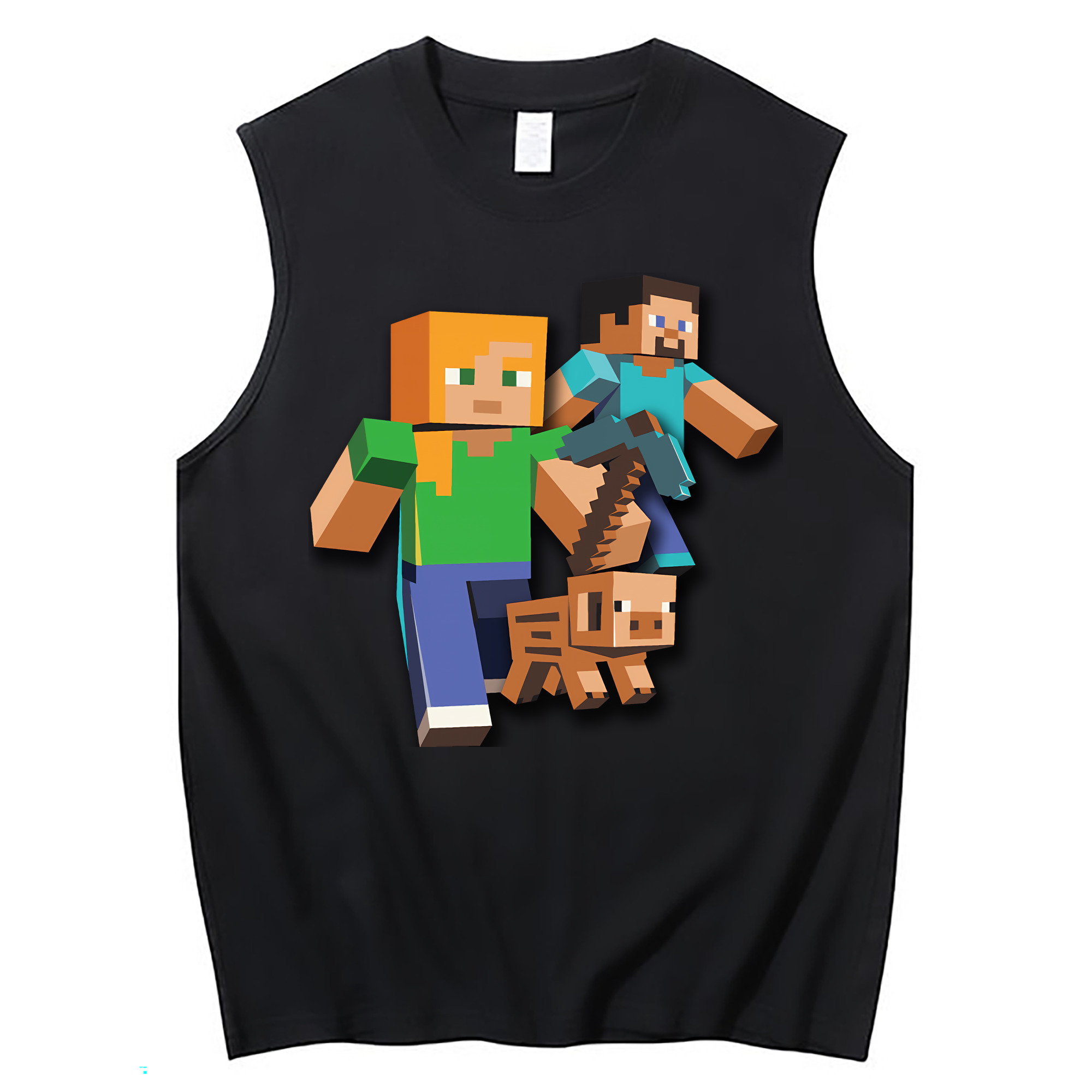 （画像用） マインクラフト ブロックの世界 Minecraft MC Block world コットン100％タンクトップ（フロントプリント）