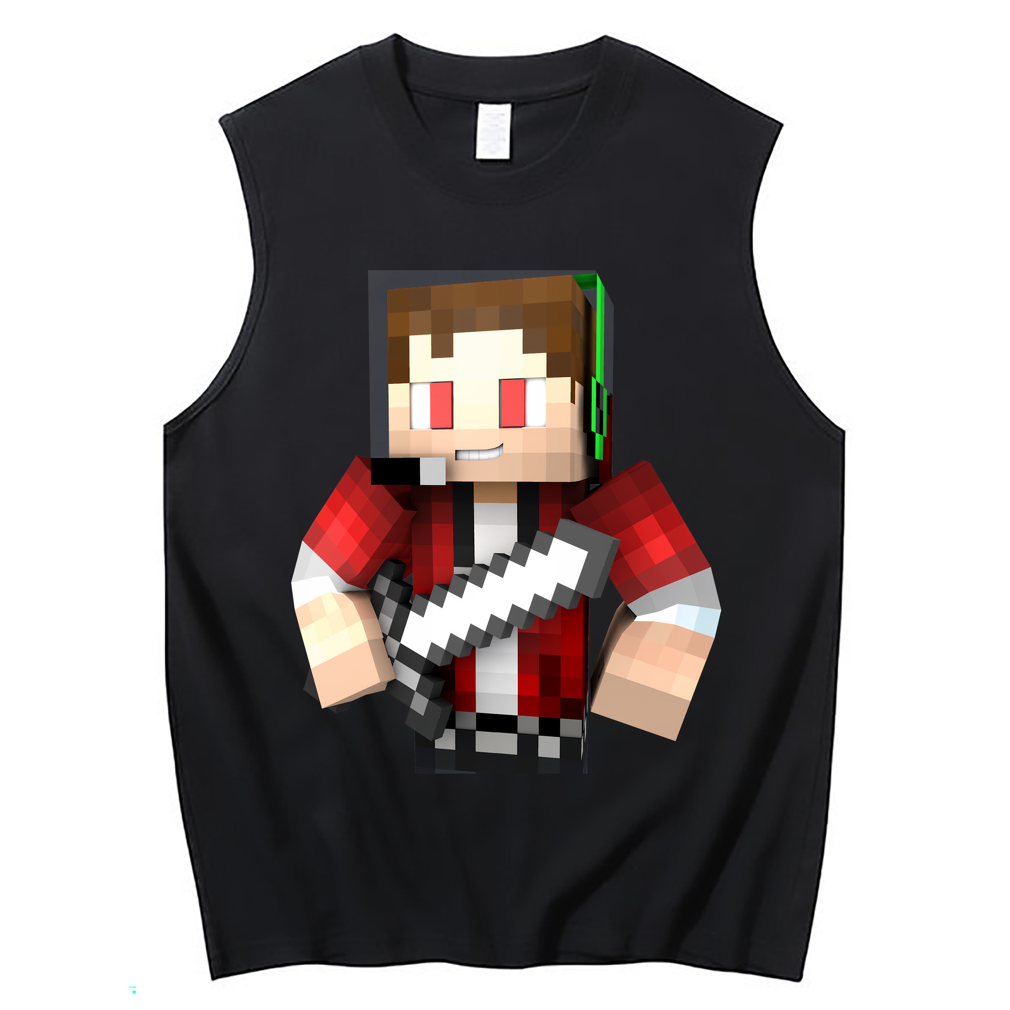 （画像用） マインクラフト ブロックの世界 Minecraft MC Block world コットン100％タンクトップ（フロントプリント）