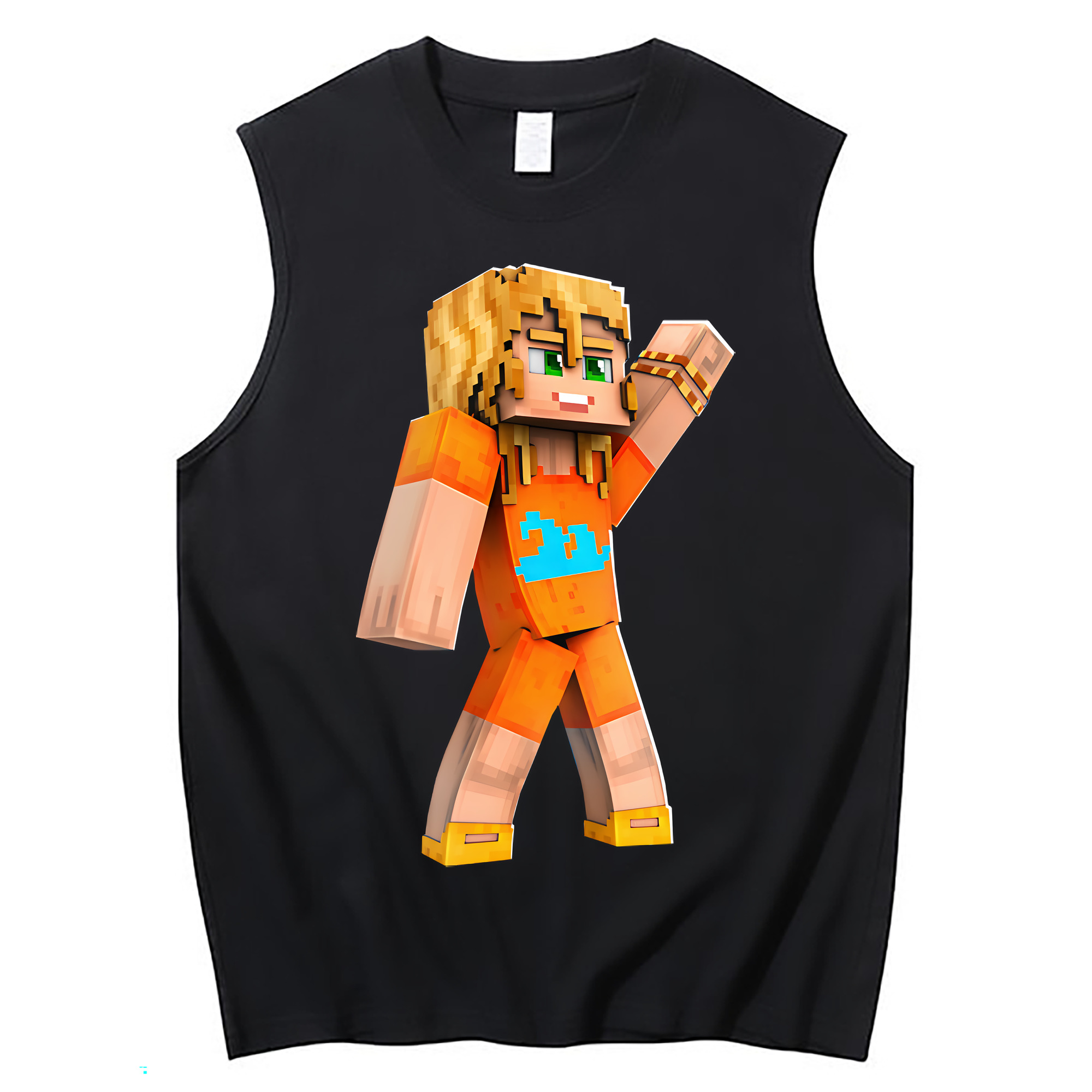 （画像用） マインクラフト ブロックの世界 Minecraft MC Block world コットン100％タンクトップ（フロントプリント）