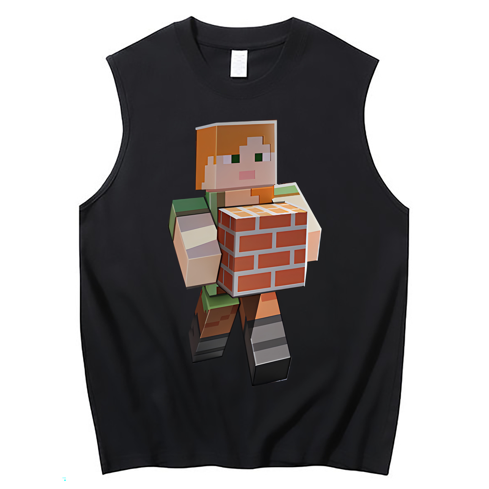 （画像用） マインクラフト ブロックの世界 Minecraft MC Block world コットン100％タンクトップ（フロントプリント）