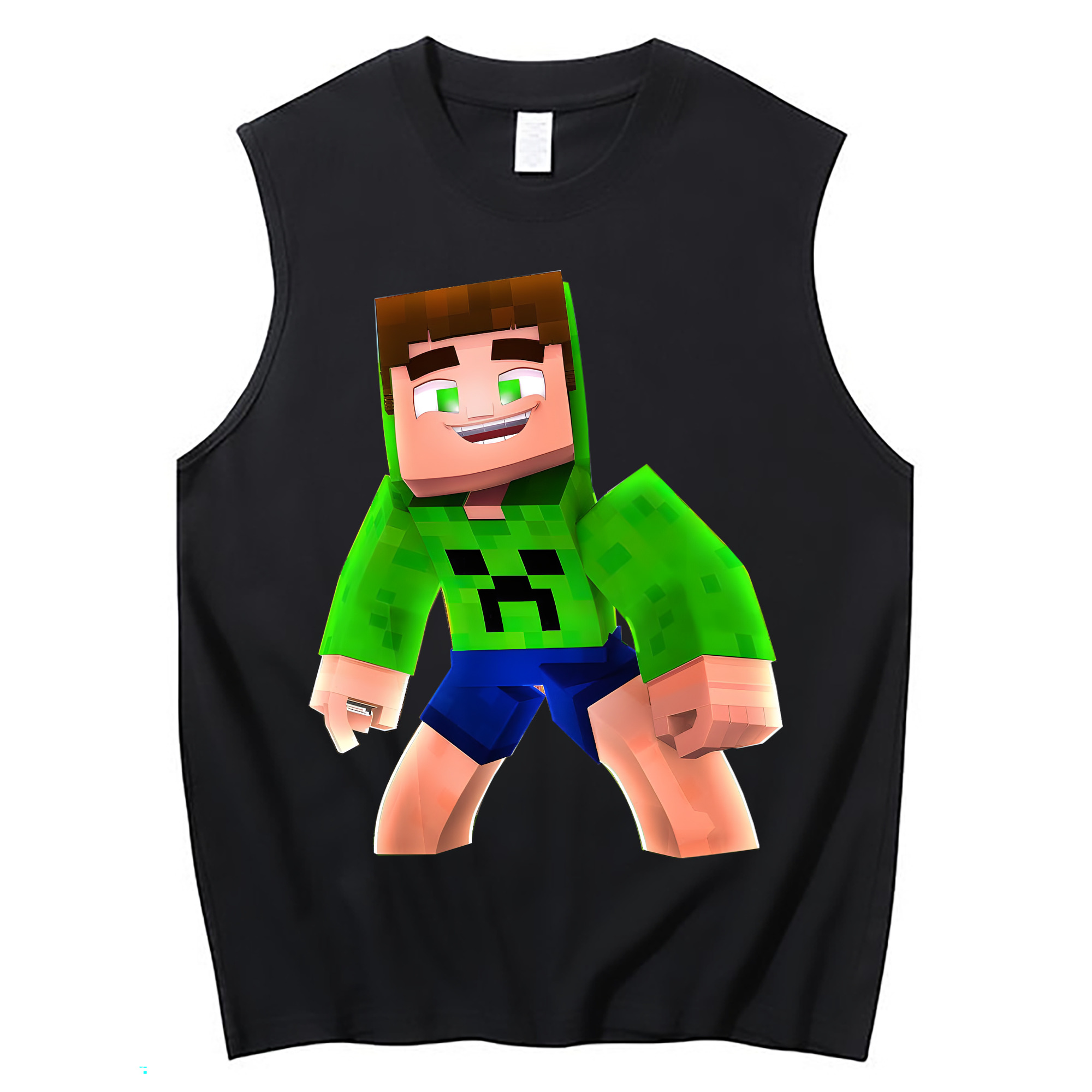 （画像用） マインクラフト ブロックの世界 Minecraft MC Block world コットン100％タンクトップ（フロントプリント）