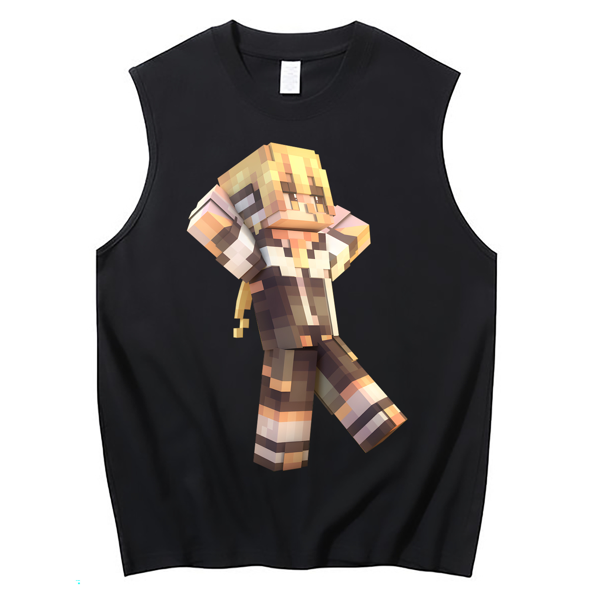 （画像用） マインクラフト ブロックの世界 Minecraft MC Block world コットン100％タンクトップ（フロントプリント）