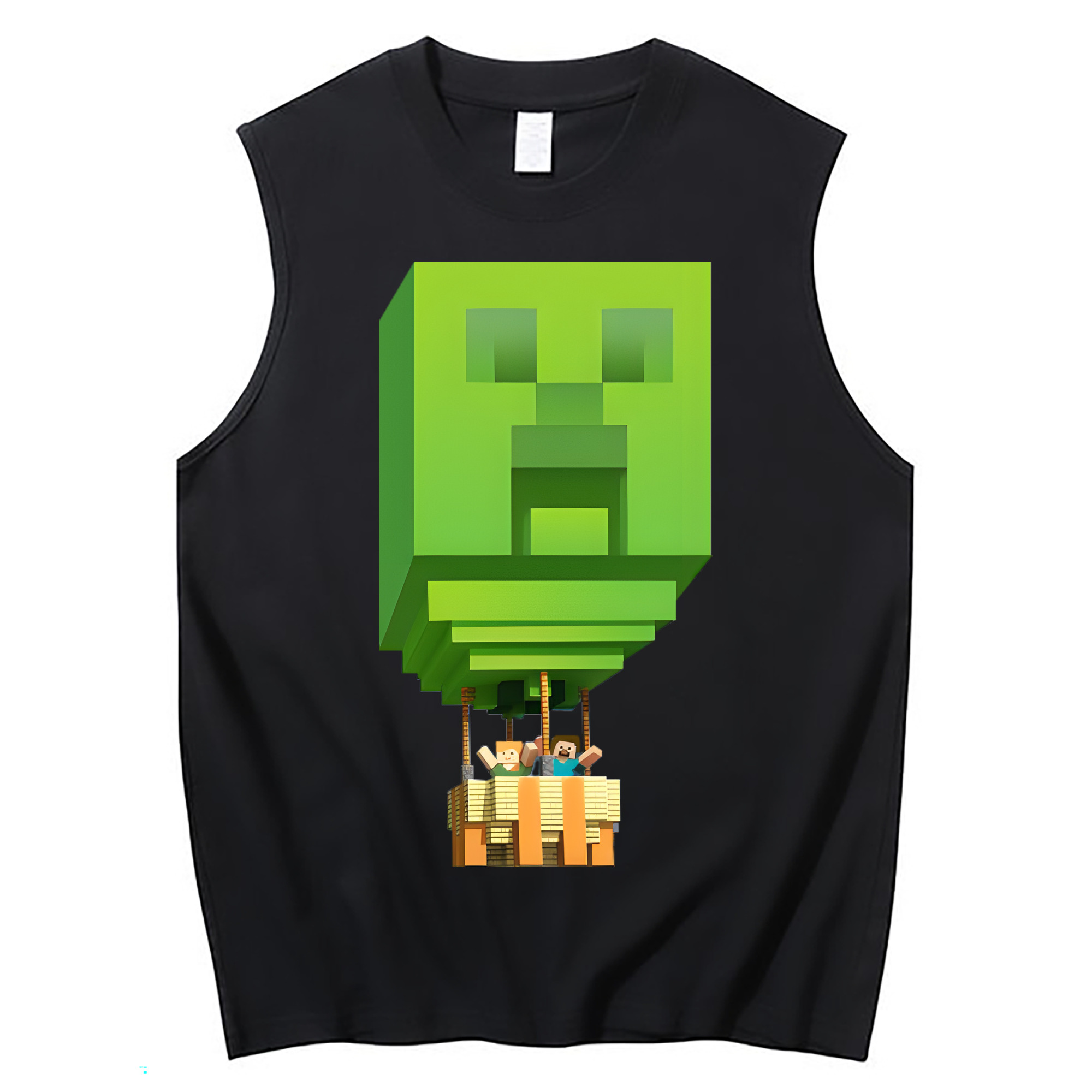 （画像用） マインクラフト ブロックの世界 Minecraft MC Block world コットン100％タンクトップ（フロントプリント）