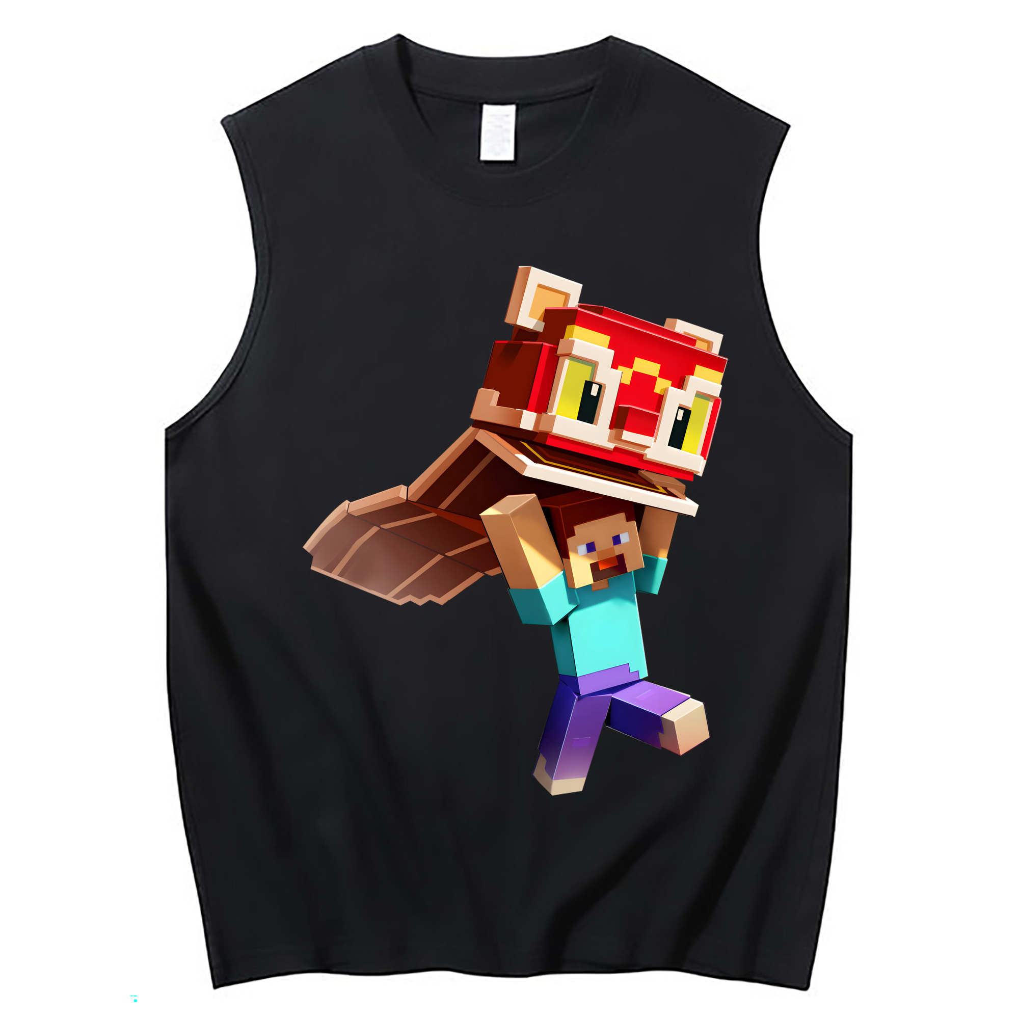 （画像用） マインクラフト ブロックの世界 Minecraft MC Block world コットン100％タンクトップ（フロントプリント）