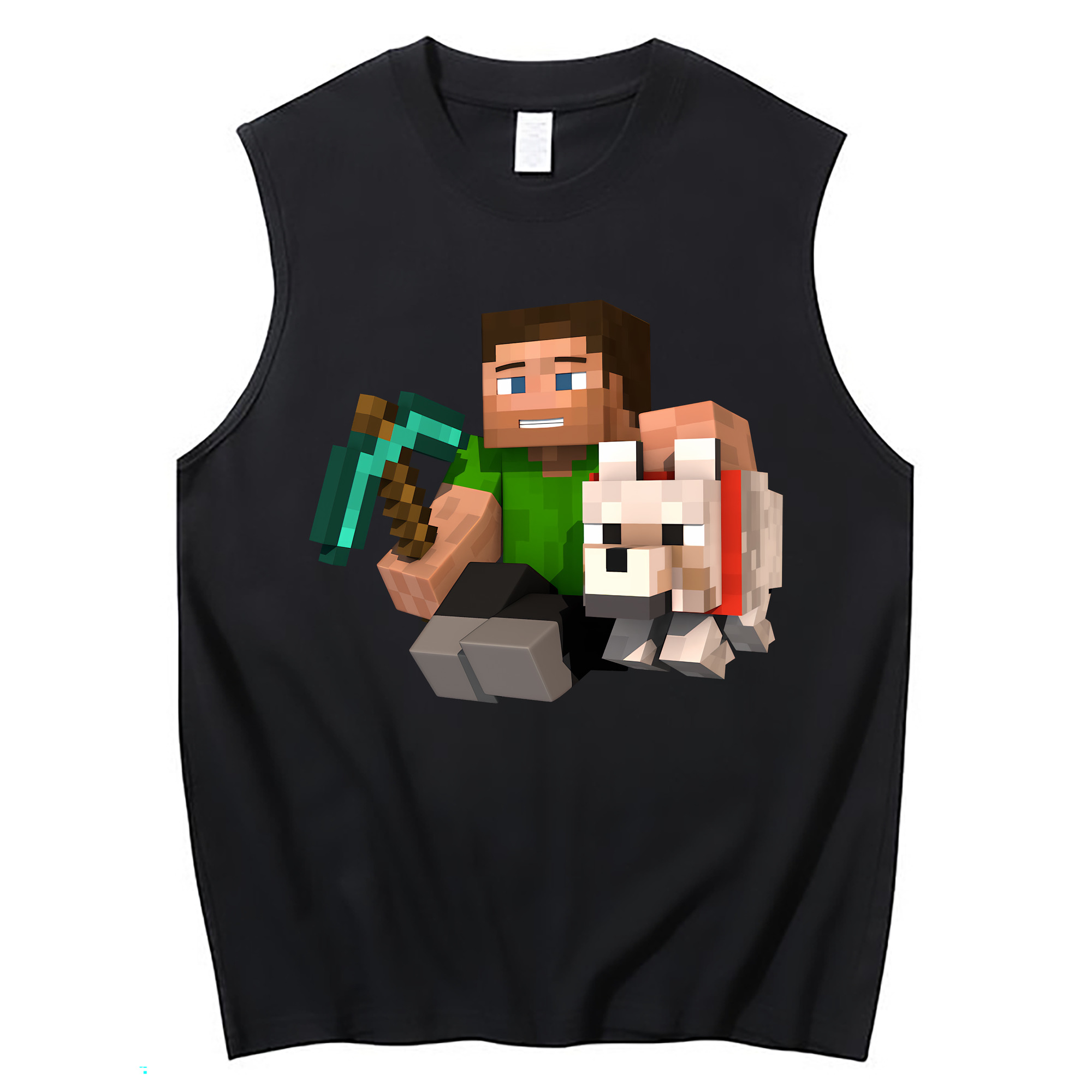 （画像用） マインクラフト ブロックの世界 Minecraft MC Block world コットン100％タンクトップ（フロントプリント）