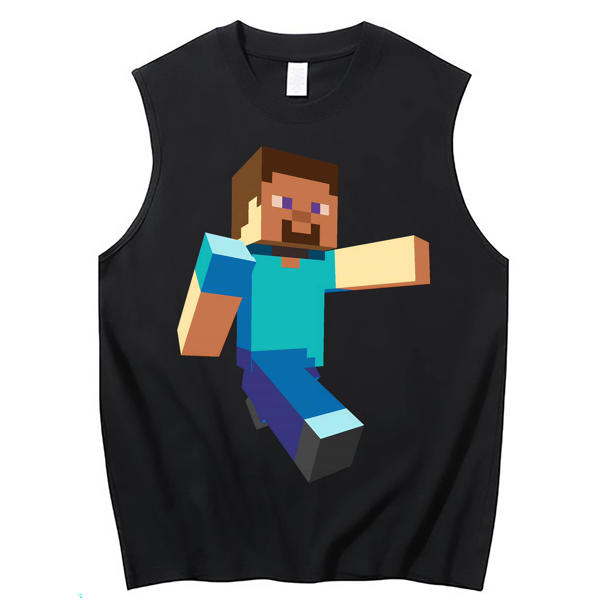 （画像用） マインクラフト ブロックの世界 Minecraft MC Block world コットン100％タンクトップ（フロントプリント）