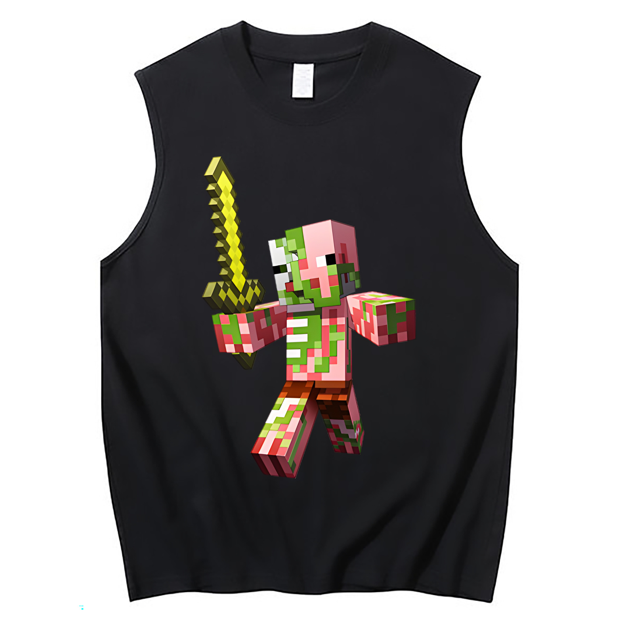 （画像用） マインクラフト ブロックの世界 Minecraft MC Block world コットン100％タンクトップ（フロントプリント）