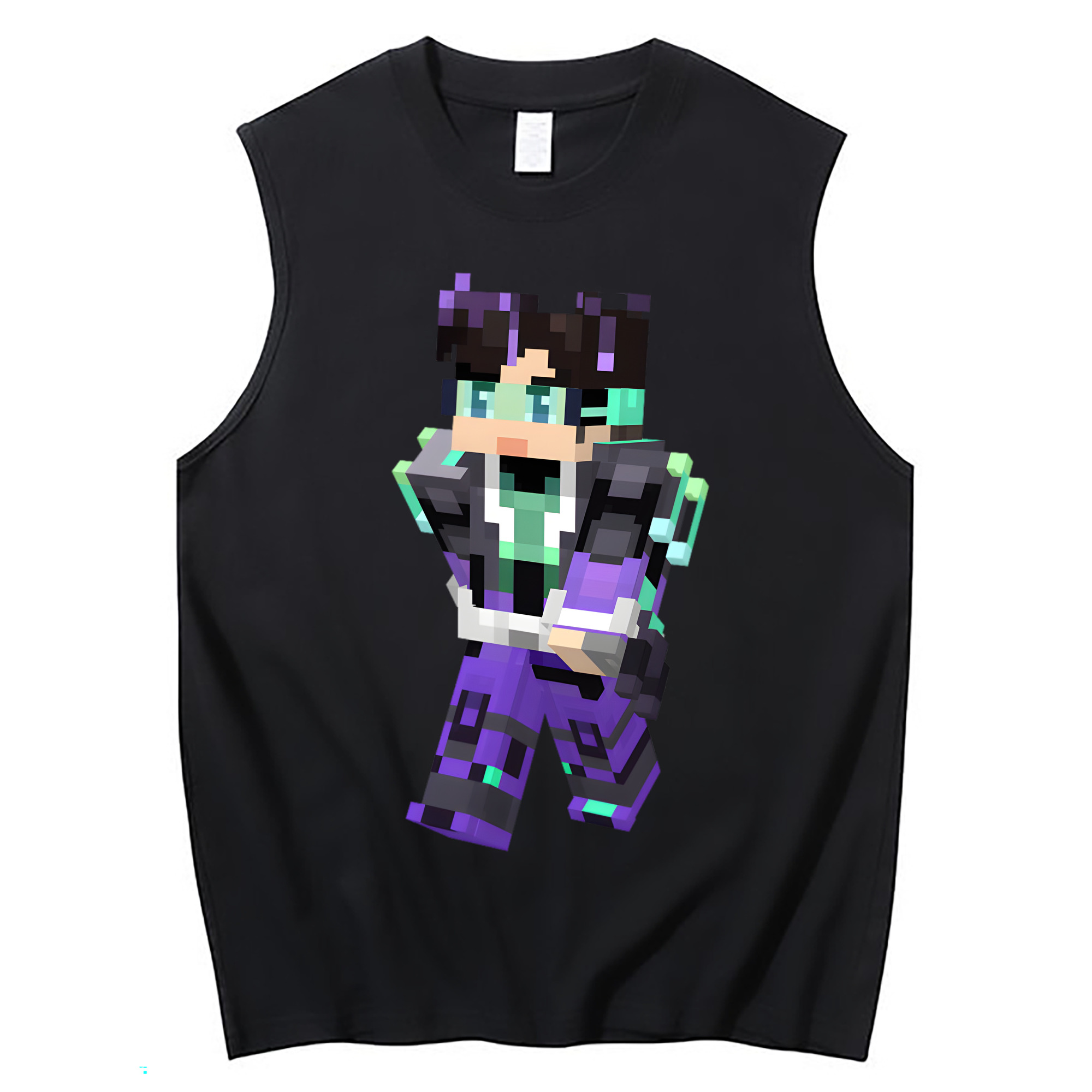 （画像用） マインクラフト ブロックの世界 Minecraft MC Block world コットン100％タンクトップ（フロントプリント）