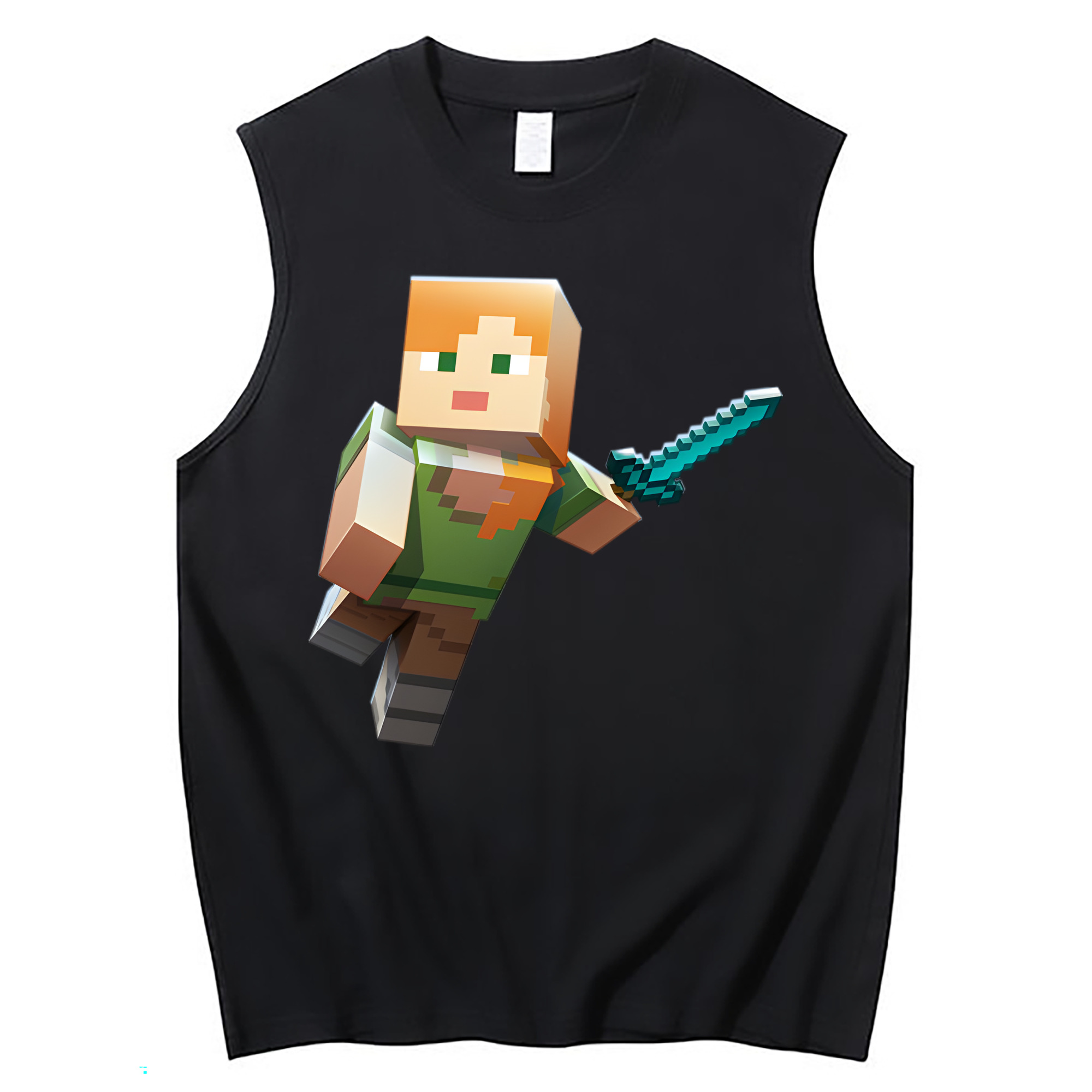 （画像用） マインクラフト ブロックの世界 Minecraft MC Block world コットン100％タンクトップ（フロントプリント）