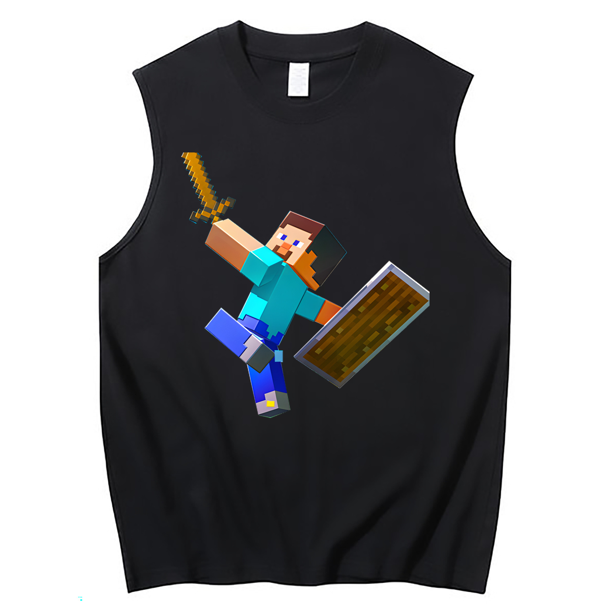 （画像用） マインクラフト ブロックの世界 Minecraft MC Block world コットン100％タンクトップ（フロントプリント）