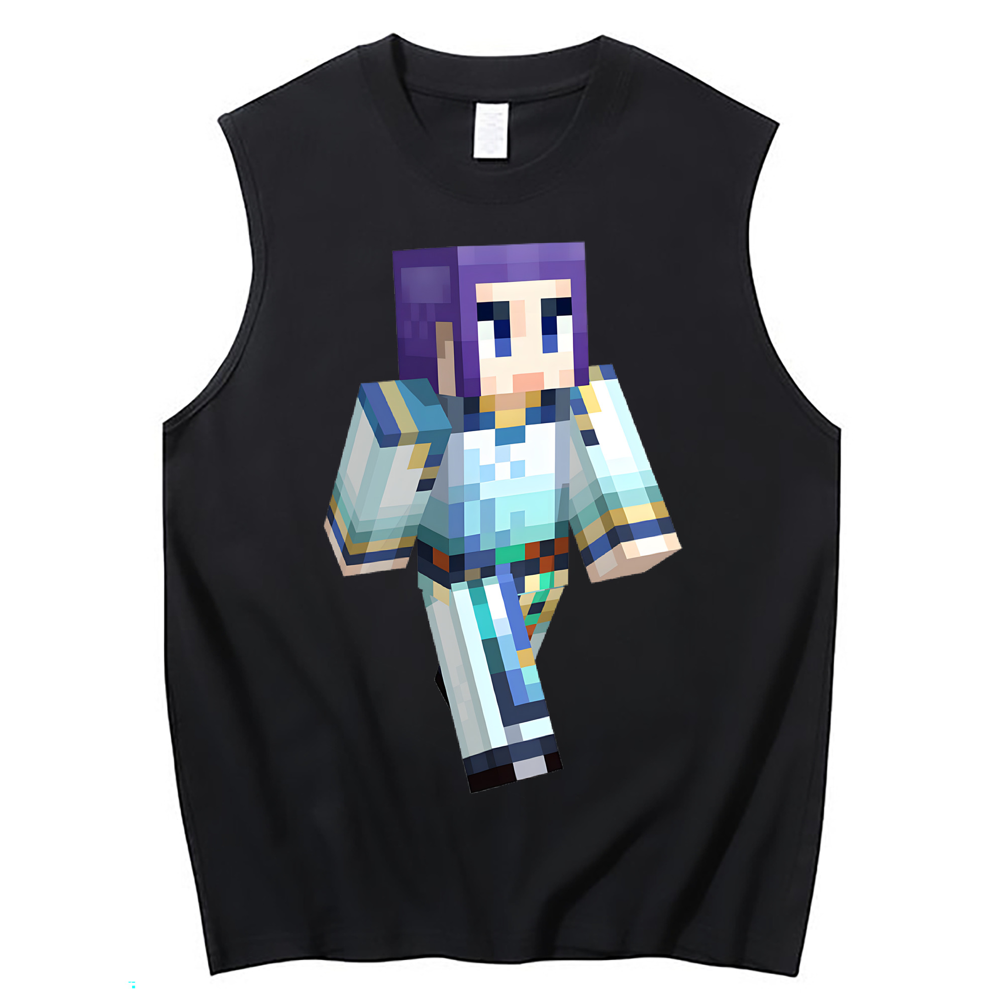 （画像用） マインクラフト ブロックの世界 Minecraft MC Block world コットン100％タンクトップ（フロントプリント）