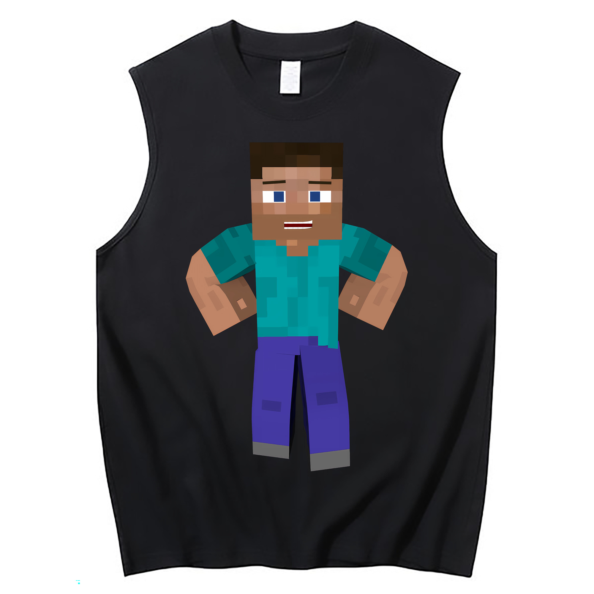 （画像用） マインクラフト ブロックの世界 Minecraft MC Block world コットン100％タンクトップ（フロントプリント）