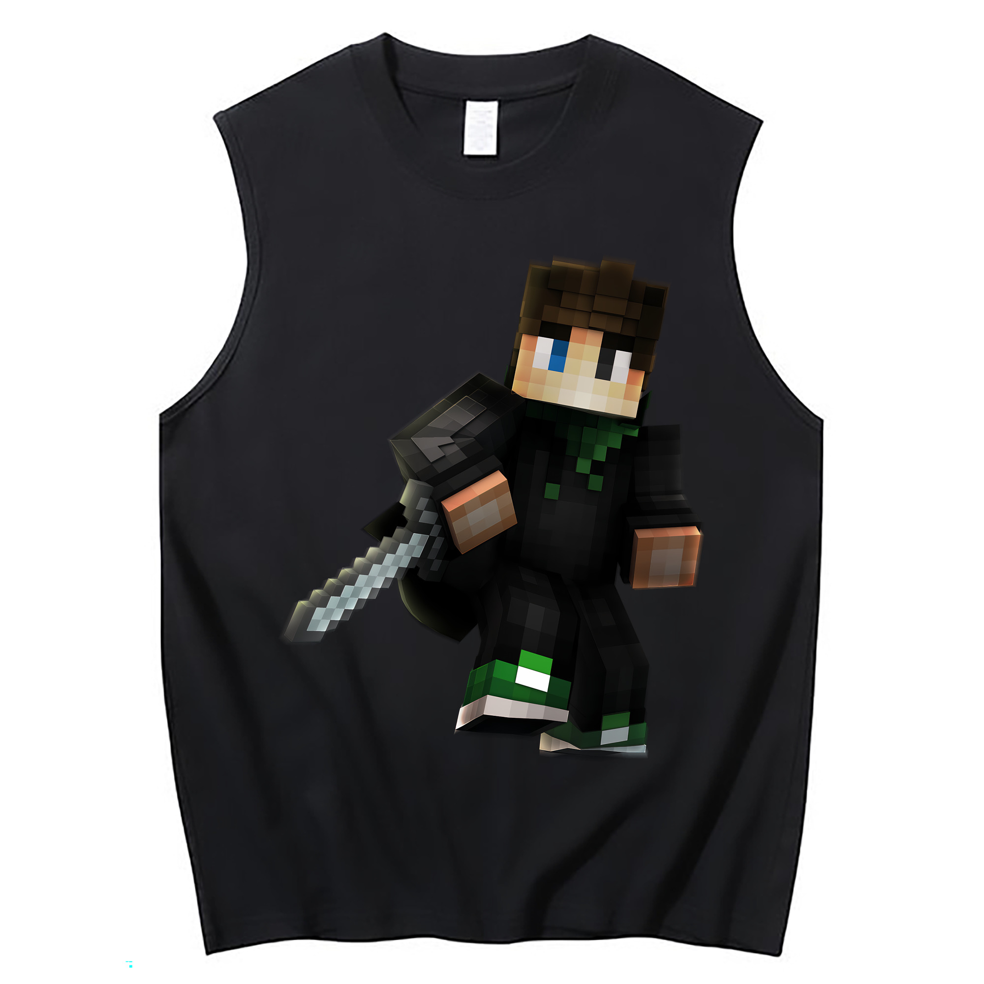（画像用） マインクラフト ブロックの世界 Minecraft MC Block world コットン100％タンクトップ（フロントプリント）
