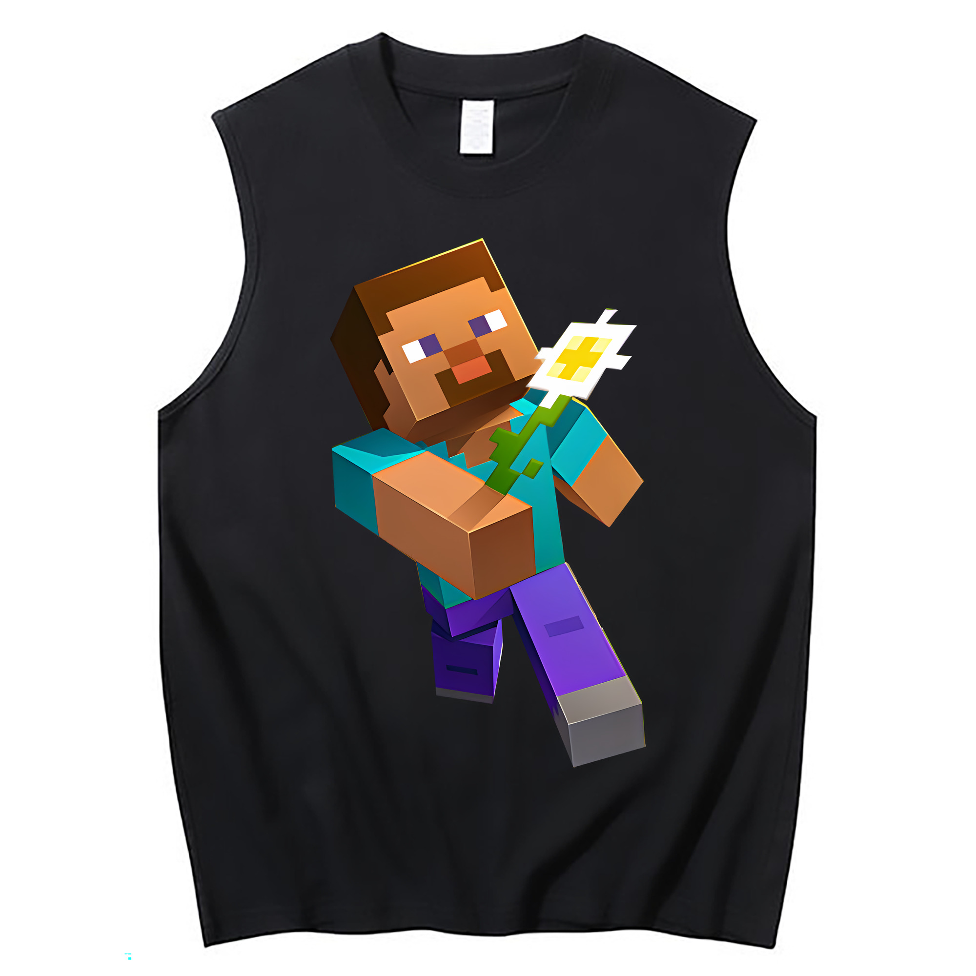 （画像用） マインクラフト ブロックの世界 Minecraft MC Block world コットン100％タンクトップ（フロントプリント）
