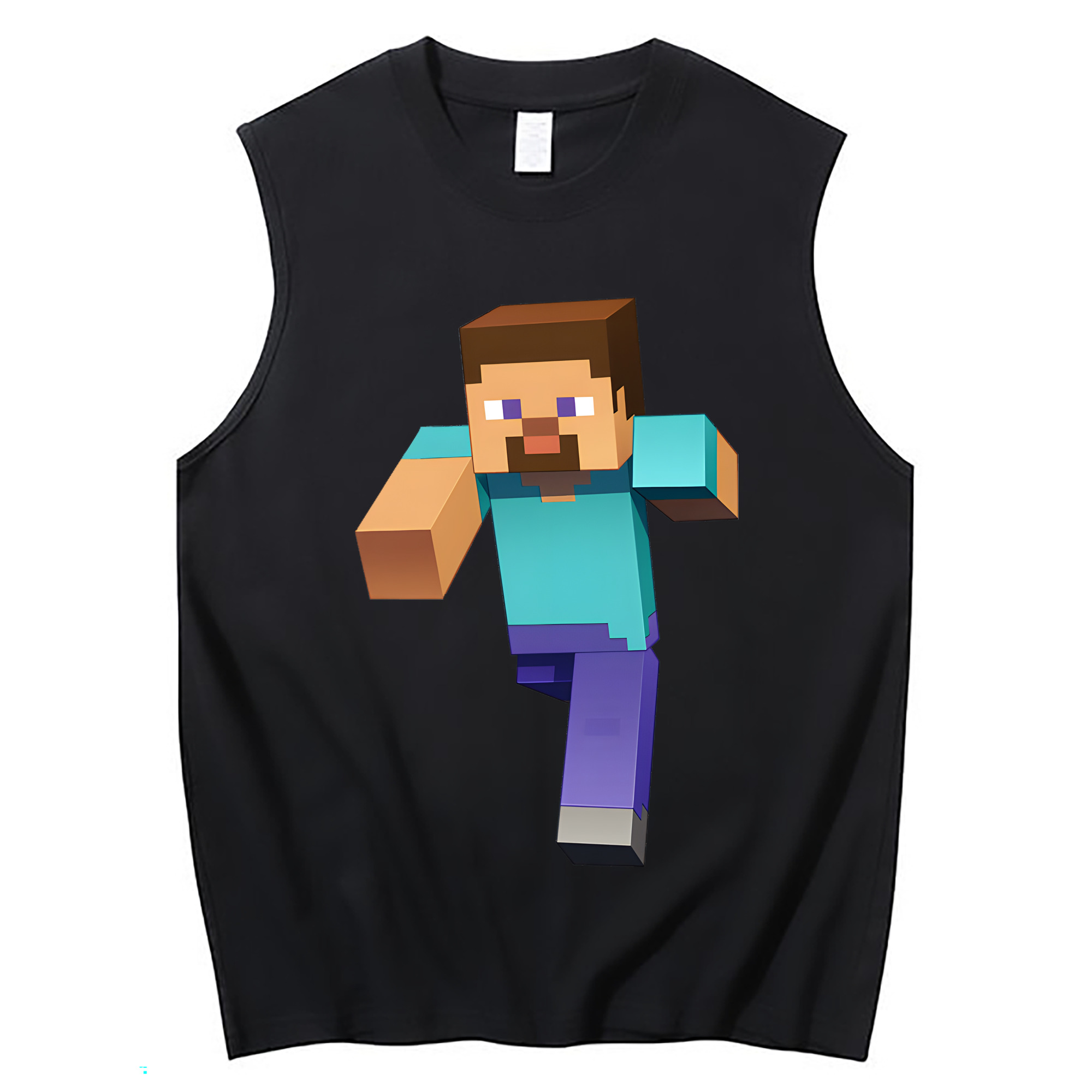 （画像用） マインクラフト ブロックの世界 Minecraft MC Block world コットン100％タンクトップ（フロントプリント）