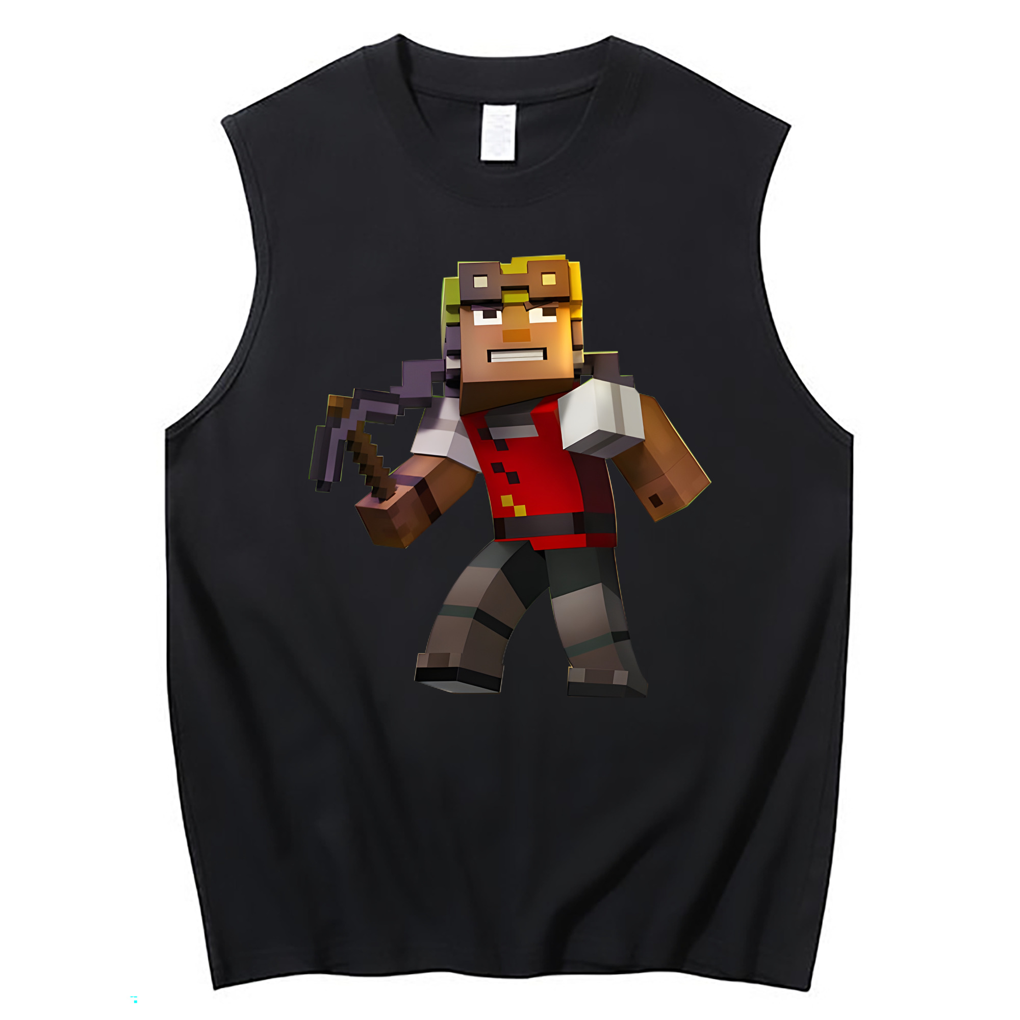 （画像用） マインクラフト ブロックの世界 Minecraft MC Block world コットン100％タンクトップ（フロントプリント）