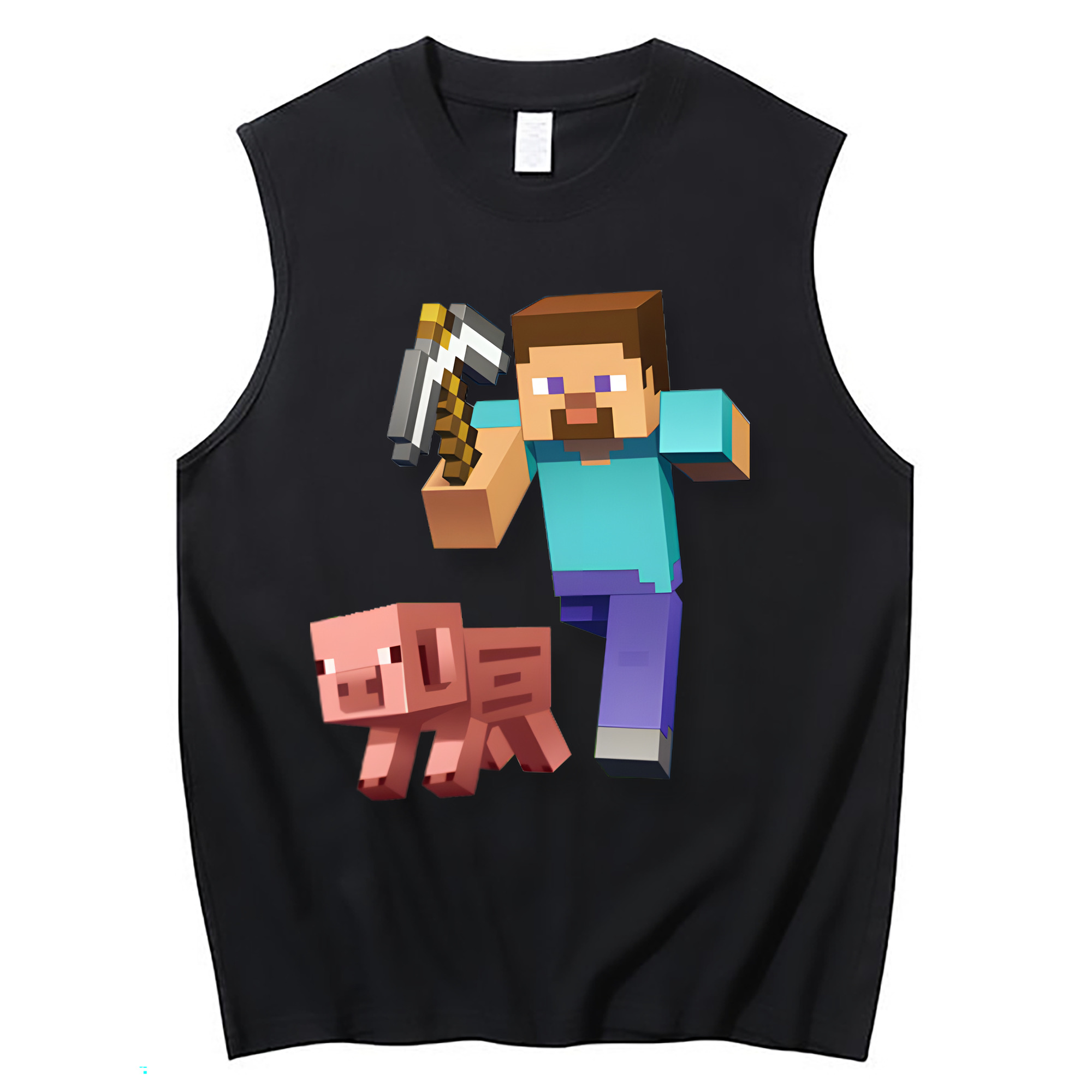 （画像用） マインクラフト ブロックの世界 Minecraft MC Block world コットン100％タンクトップ（フロントプリント）