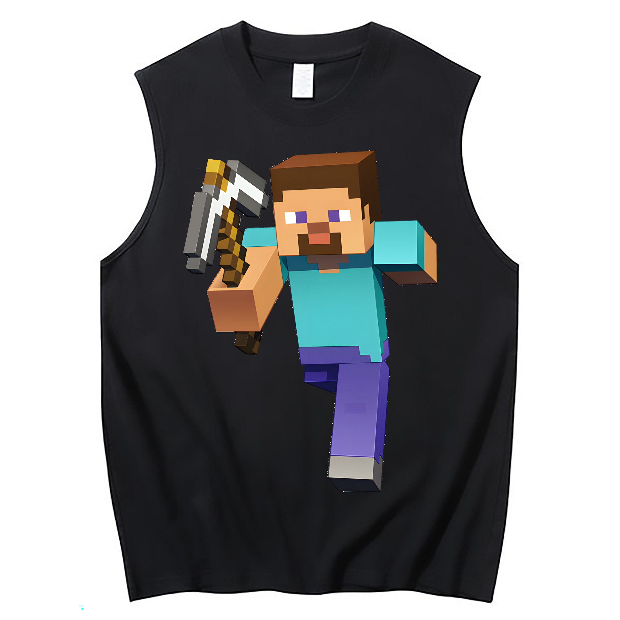 （画像用） マインクラフト ブロックの世界 Minecraft MC Block world コットン100％タンクトップ（フロントプリント）