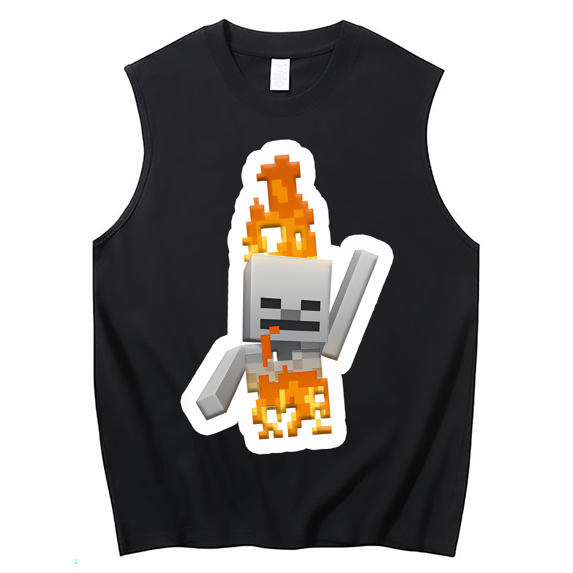 （画像用） マインクラフト ブロックの世界 Minecraft MC Block world コットン100％タンクトップ（フロントプリント）