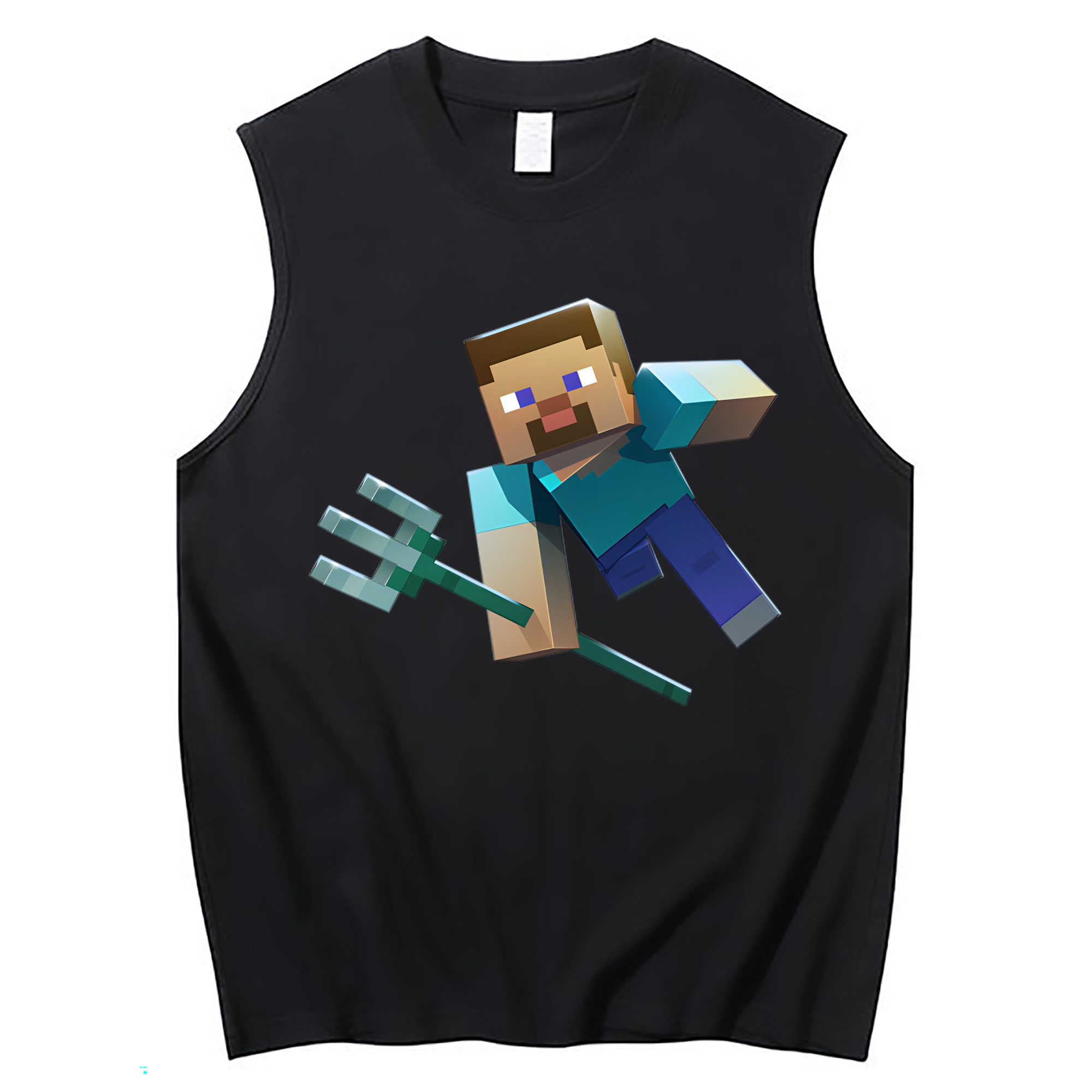（画像用） マインクラフト ブロックの世界 Minecraft MC Block world コットン100％タンクトップ（フロントプリント）