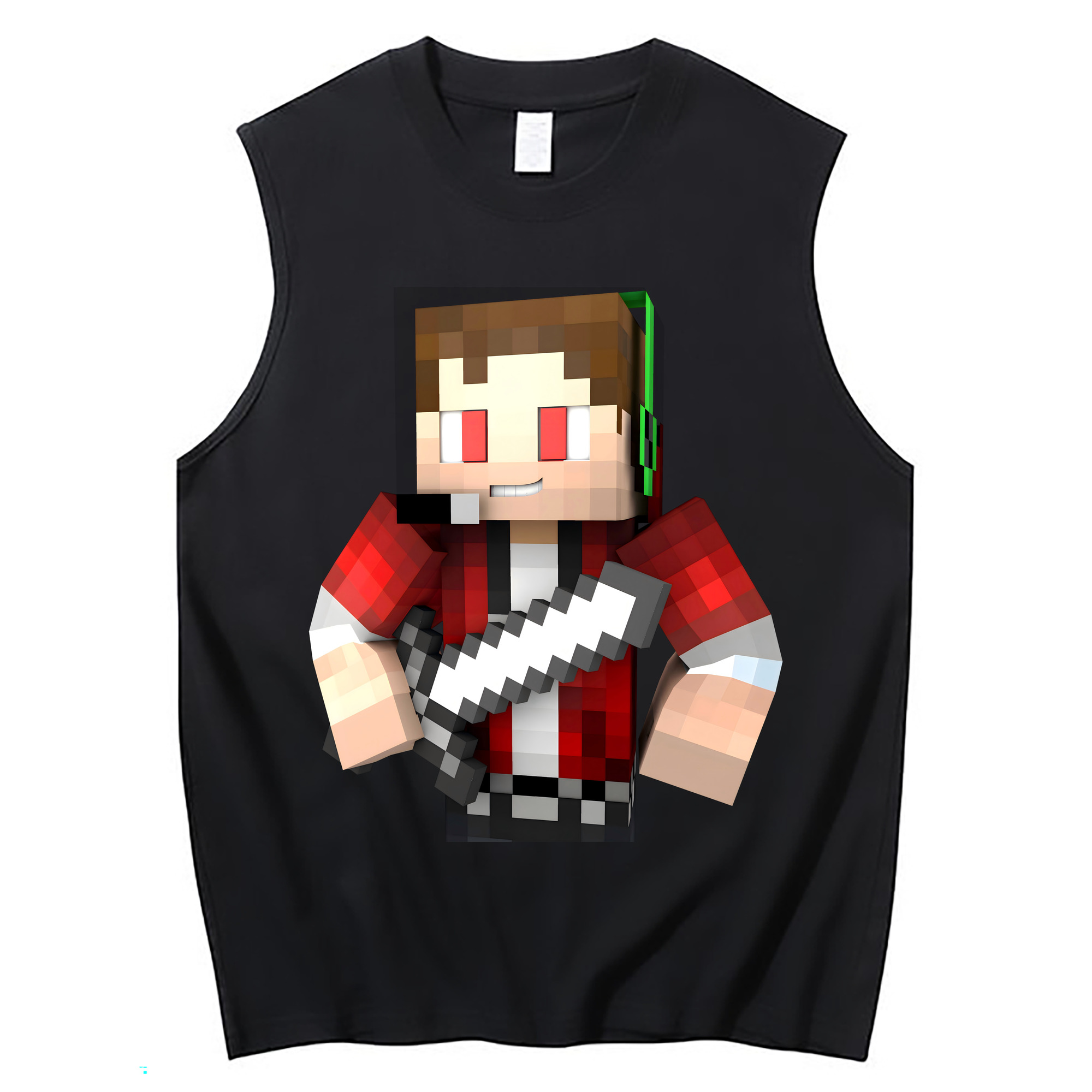 （画像用） マインクラフト ブロックの世界 Minecraft MC Block world コットン100％タンクトップ（フロントプリント）