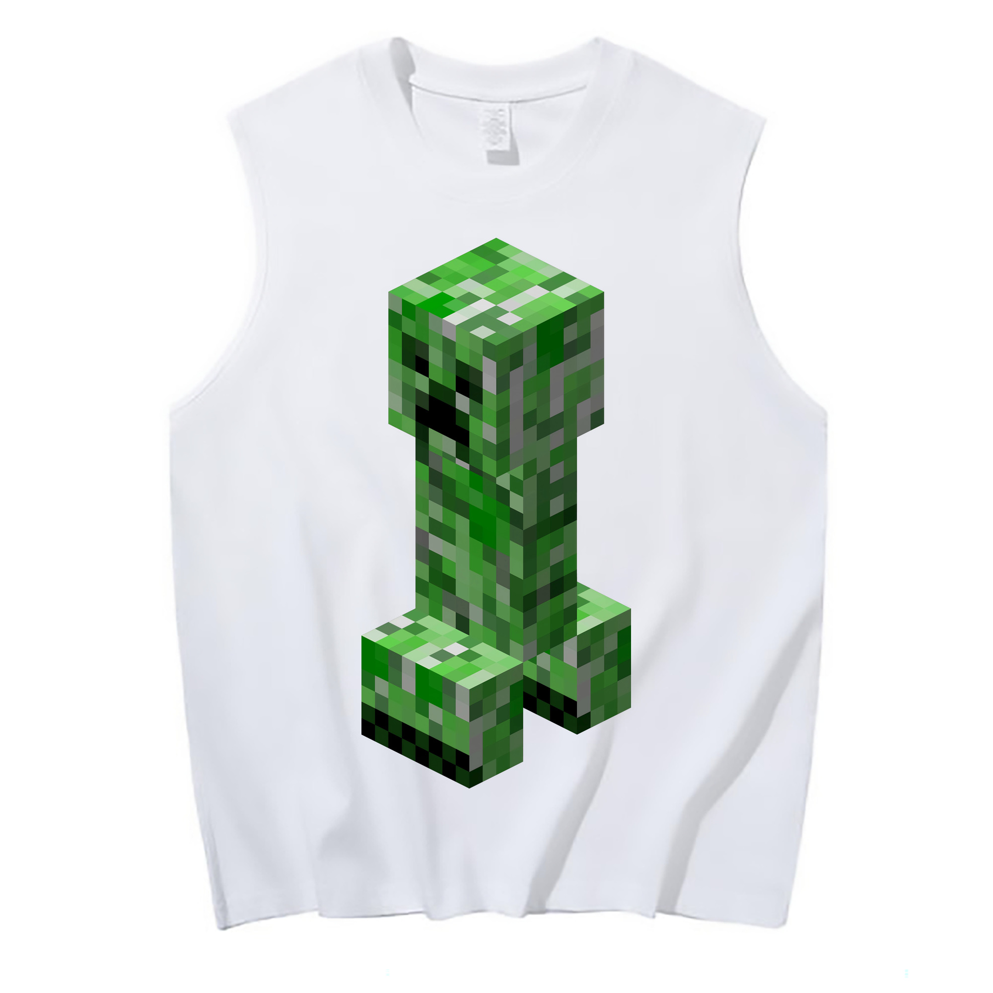 （画像用） マインクラフト ブロックの世界 Minecraft MC Block world コットン100％タンクトップ（フロントプリント）