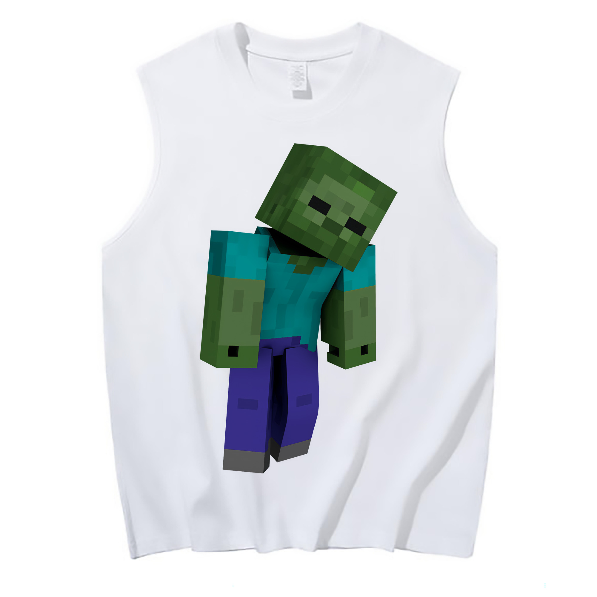（画像用） マインクラフト ブロックの世界 Minecraft MC Block world コットン100％タンクトップ（フロントプリント）