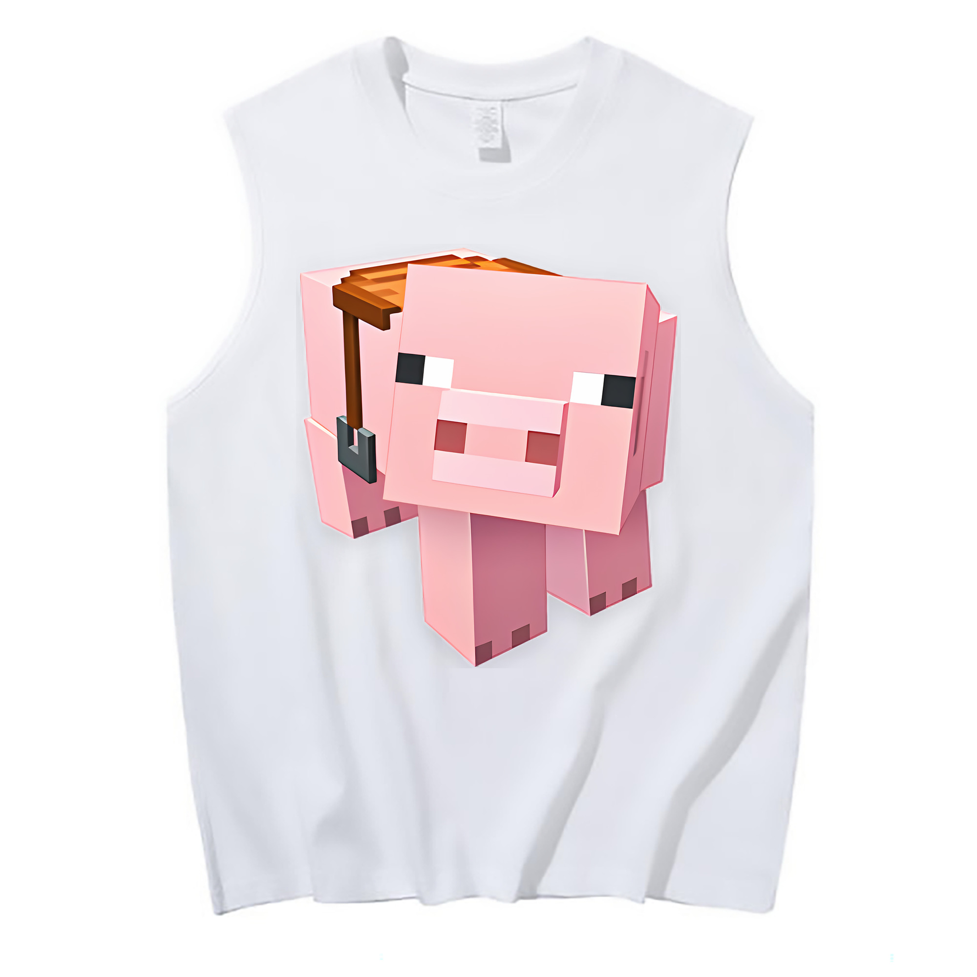 （画像用） マインクラフト ブロックの世界 Minecraft MC Block world コットン100％タンクトップ（フロントプリント）