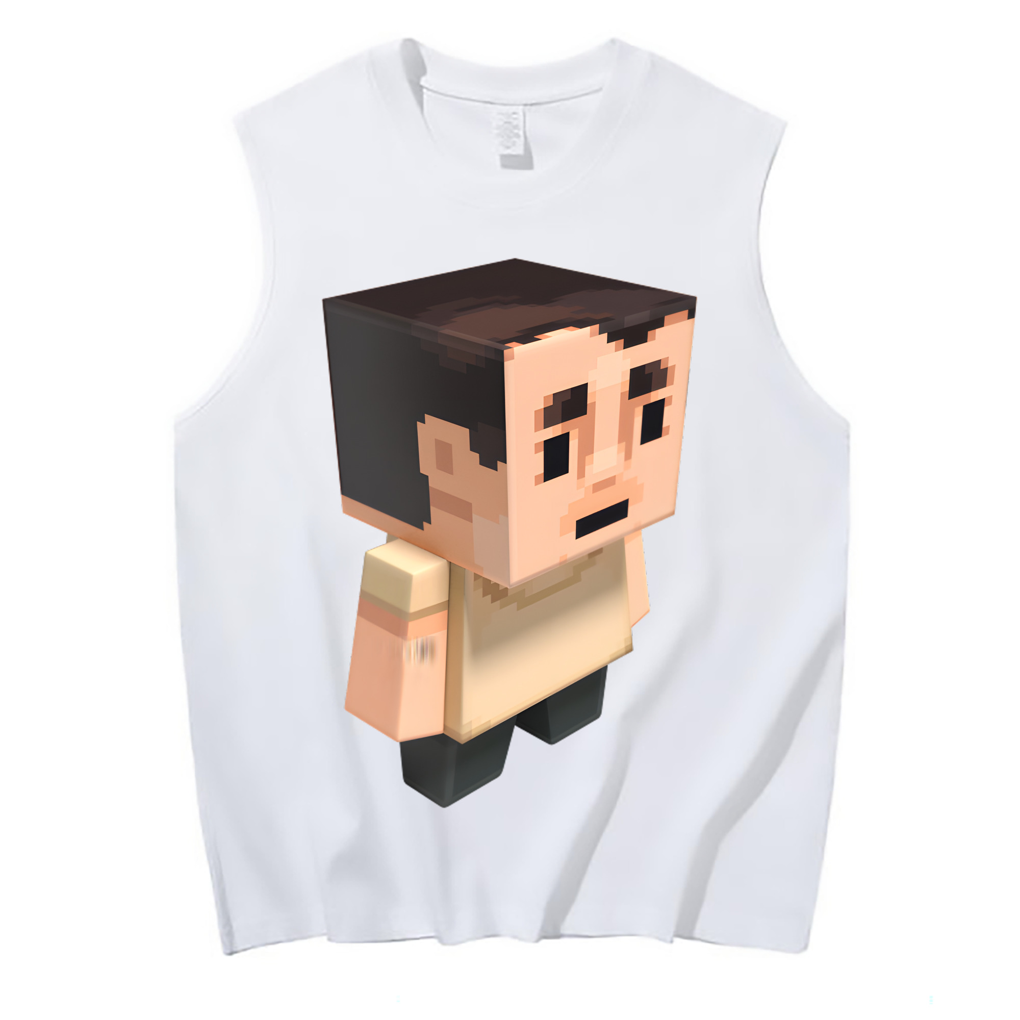 （画像用） マインクラフト ブロックの世界 Minecraft MC Block world コットン100％タンクトップ（フロントプリント）