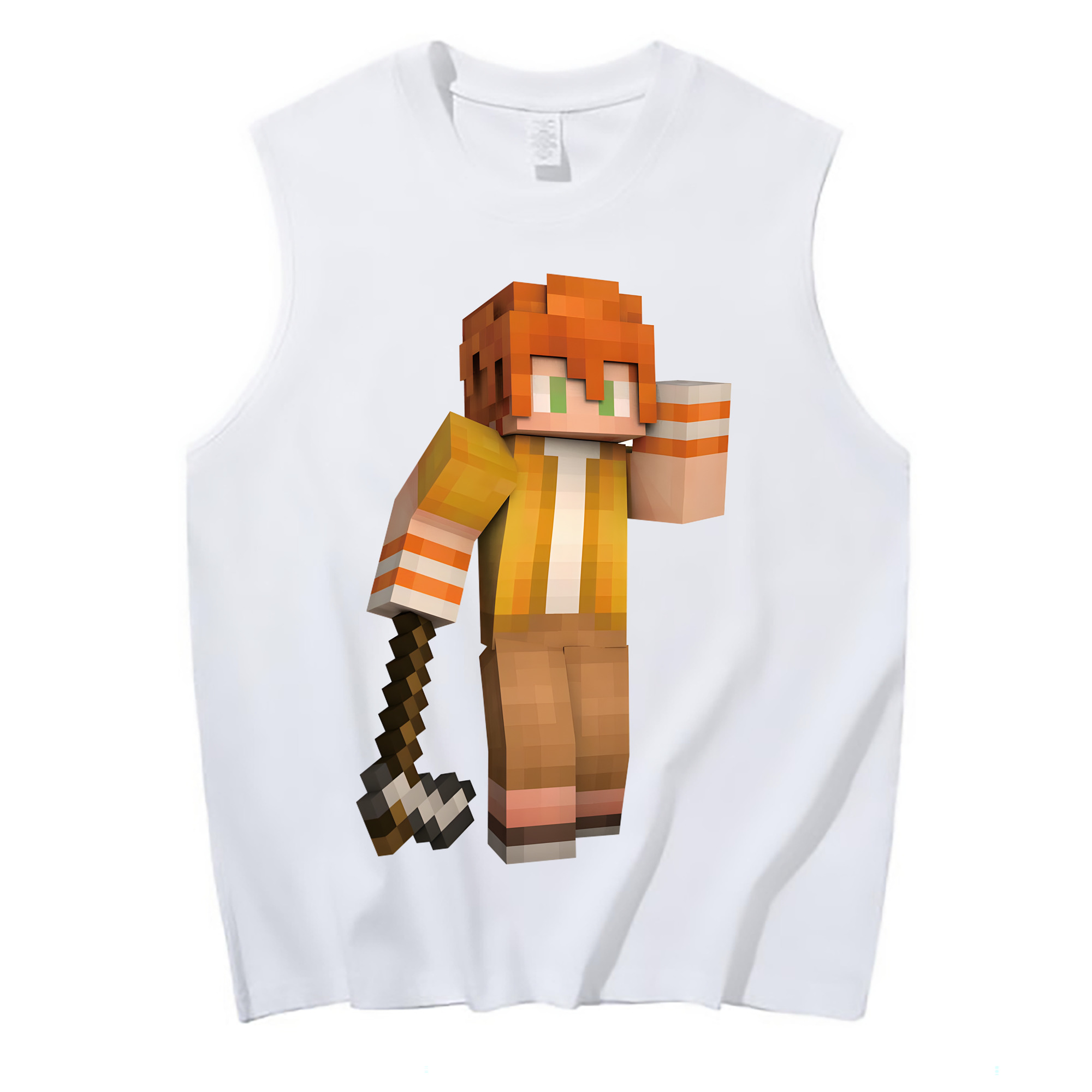 （画像用） マインクラフト ブロックの世界 Minecraft MC Block world コットン100％タンクトップ（フロントプリント）