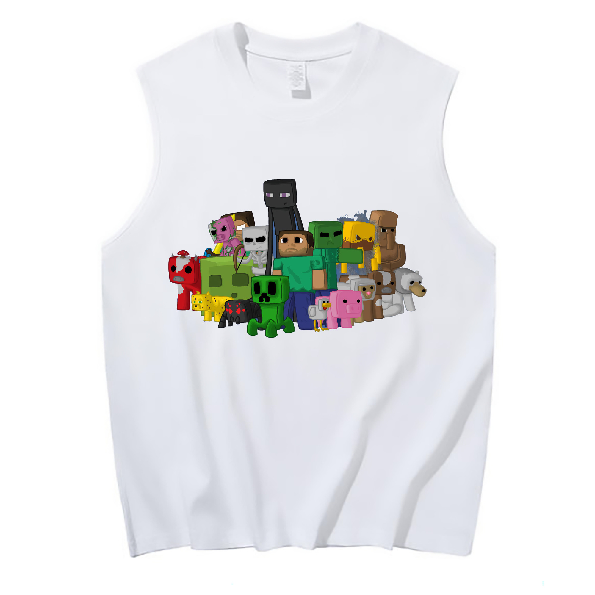 （画像用） マインクラフト ブロックの世界 Minecraft MC Block world コットン100％タンクトップ（フロントプリント）