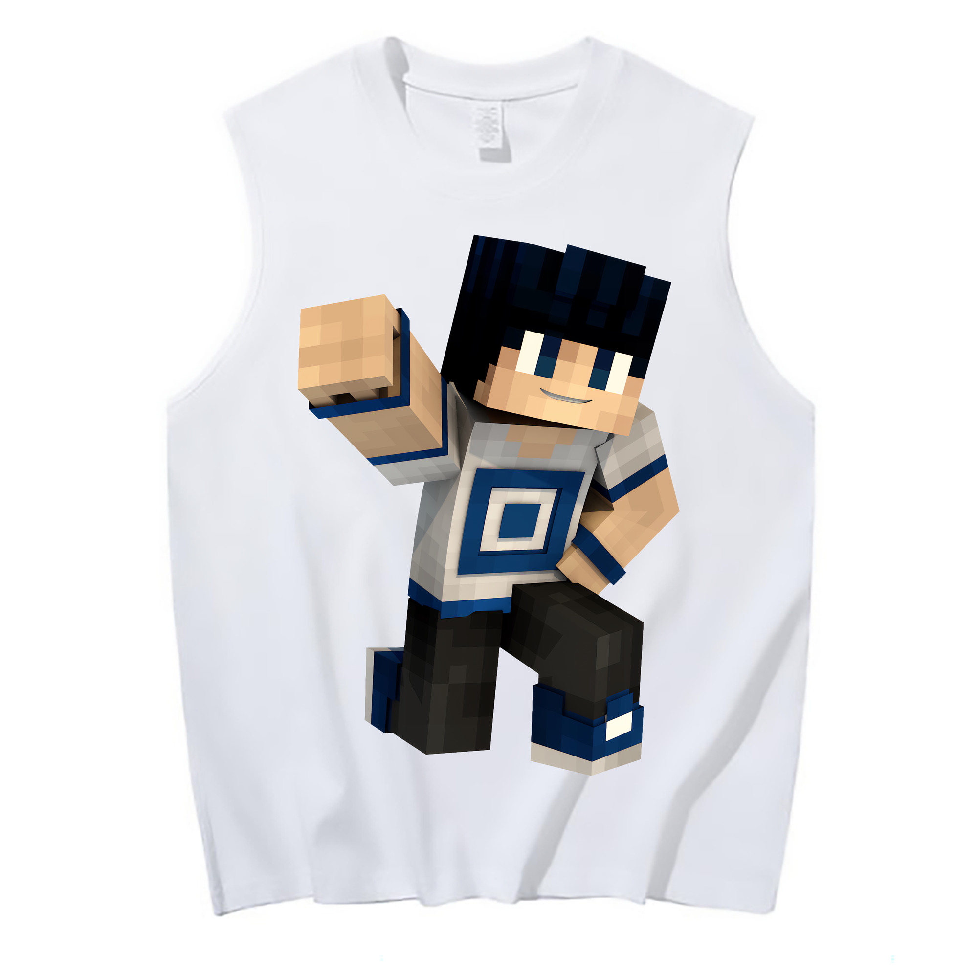 （画像用） マインクラフト ブロックの世界 Minecraft MC Block world コットン100％タンクトップ（フロントプリント）