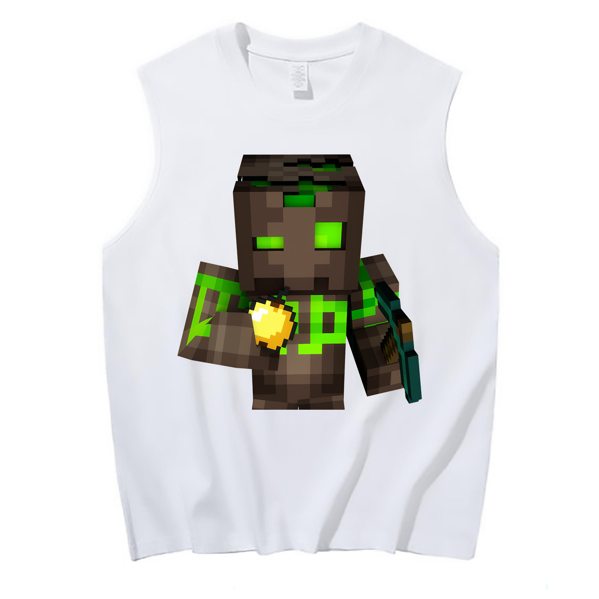 （画像用） マインクラフト ブロックの世界 Minecraft MC Block world コットン100％タンクトップ（フロントプリント）