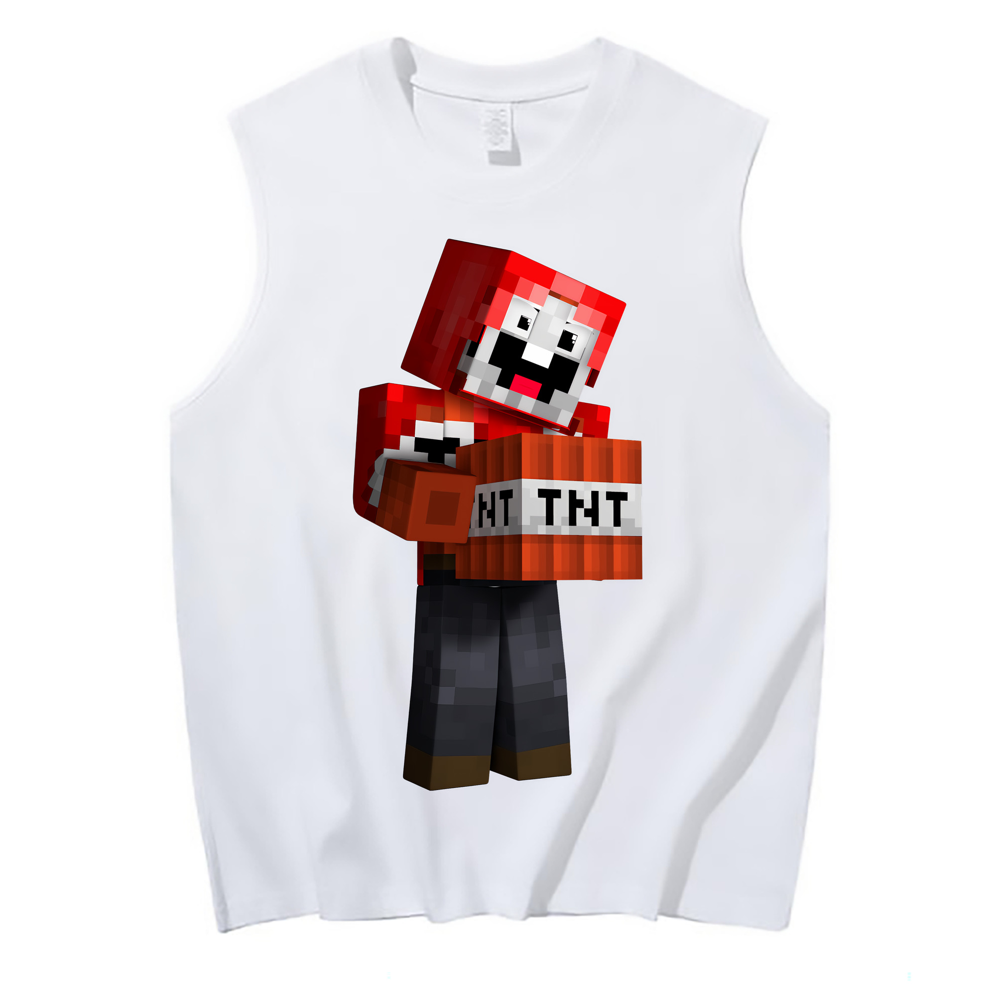 （画像用） マインクラフト ブロックの世界 Minecraft MC Block world コットン100％タンクトップ（フロントプリント）