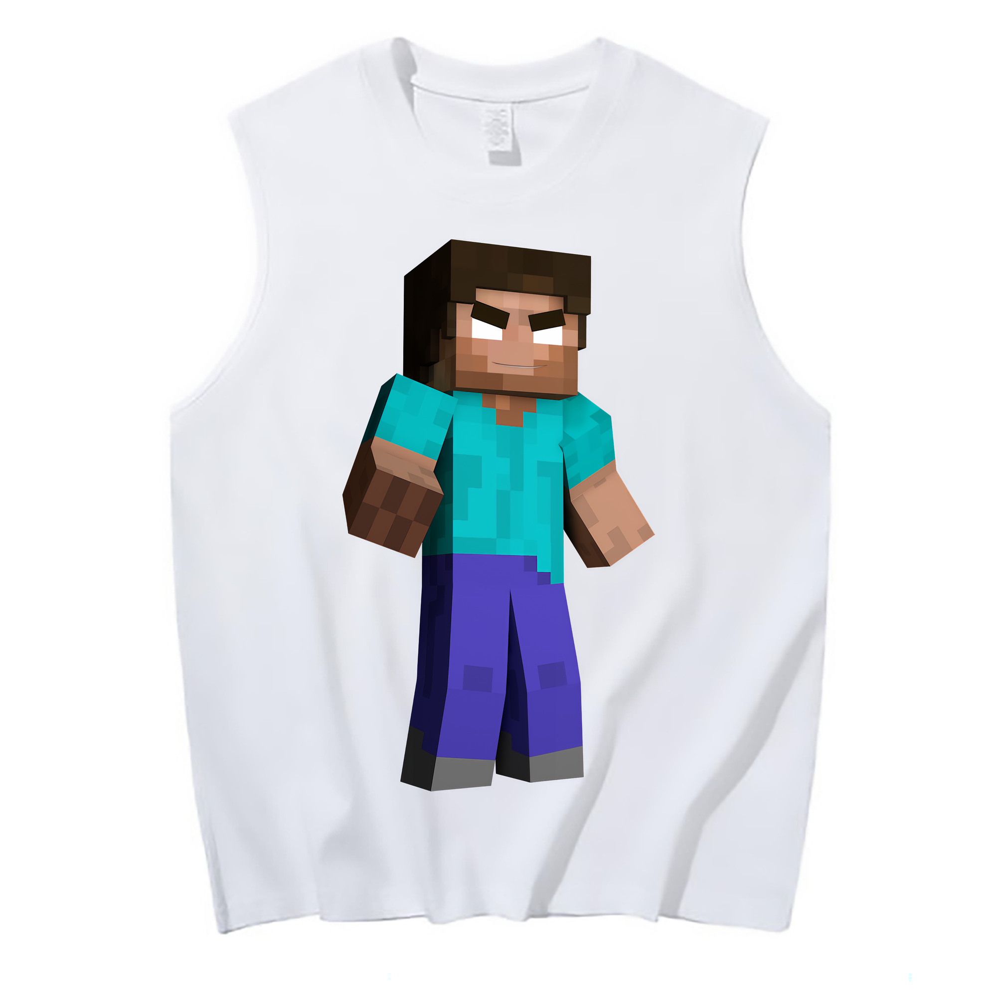 （画像用） マインクラフト ブロックの世界 Minecraft MC Block world コットン100％タンクトップ（フロントプリント）