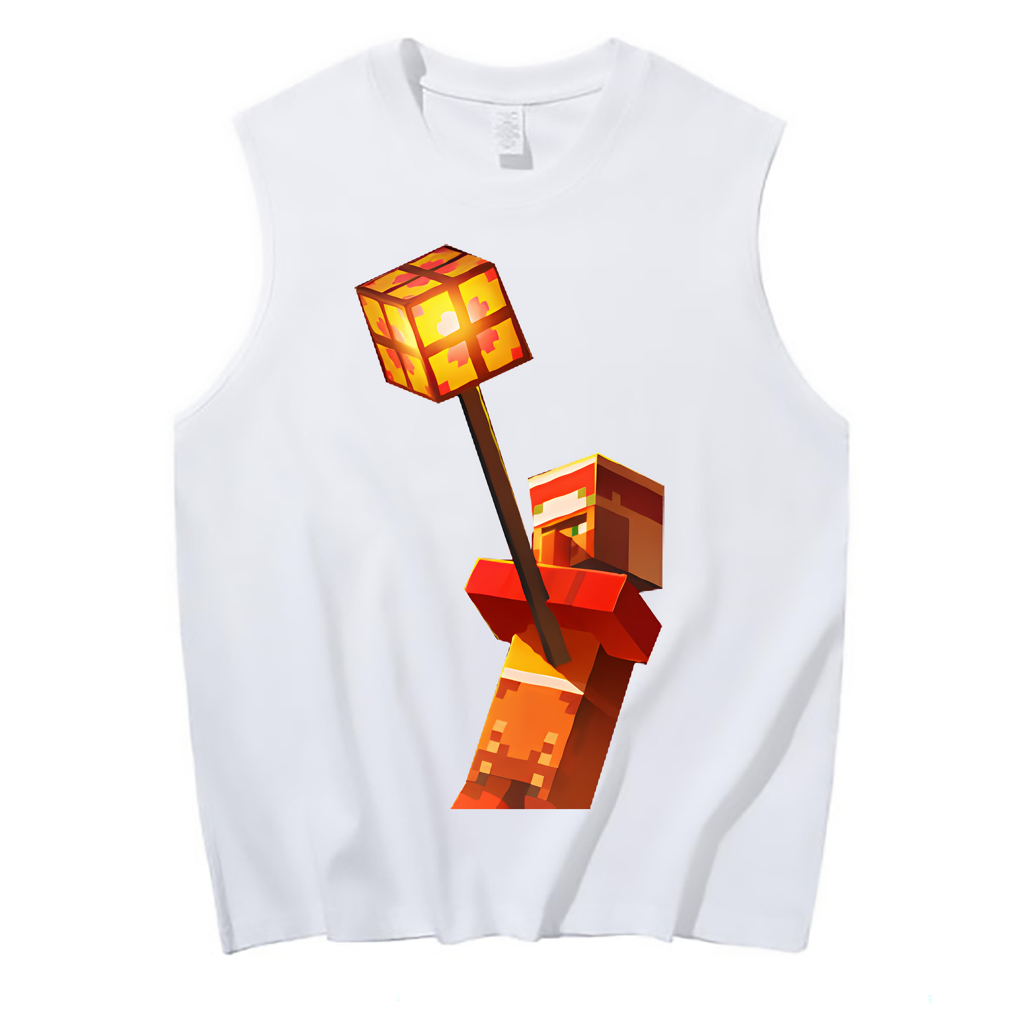 （画像用） マインクラフト ブロックの世界 Minecraft MC Block world コットン100％タンクトップ（フロントプリント）