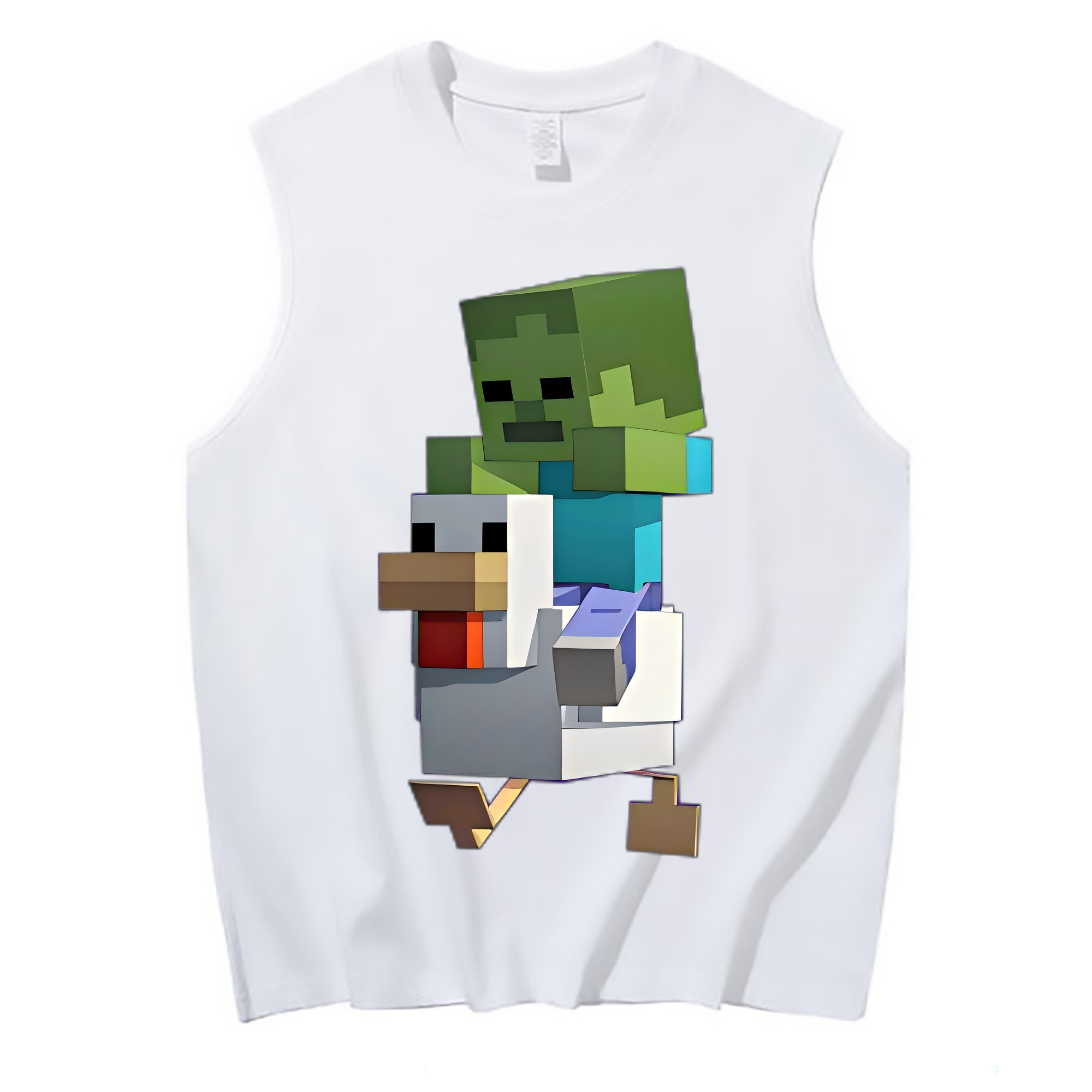 （画像用） マインクラフト ブロックの世界 Minecraft MC Block world コットン100％タンクトップ（フロントプリント）